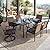 Andehomy 7-Piece Patio Dining Set for 6, Outdoor Dining Set with Wicker Swivel Patio Dining Chairs with Cushions & Black Rectangular Woodgrain Dining Table with 1.75”Umbrella Hole, Black & Brown