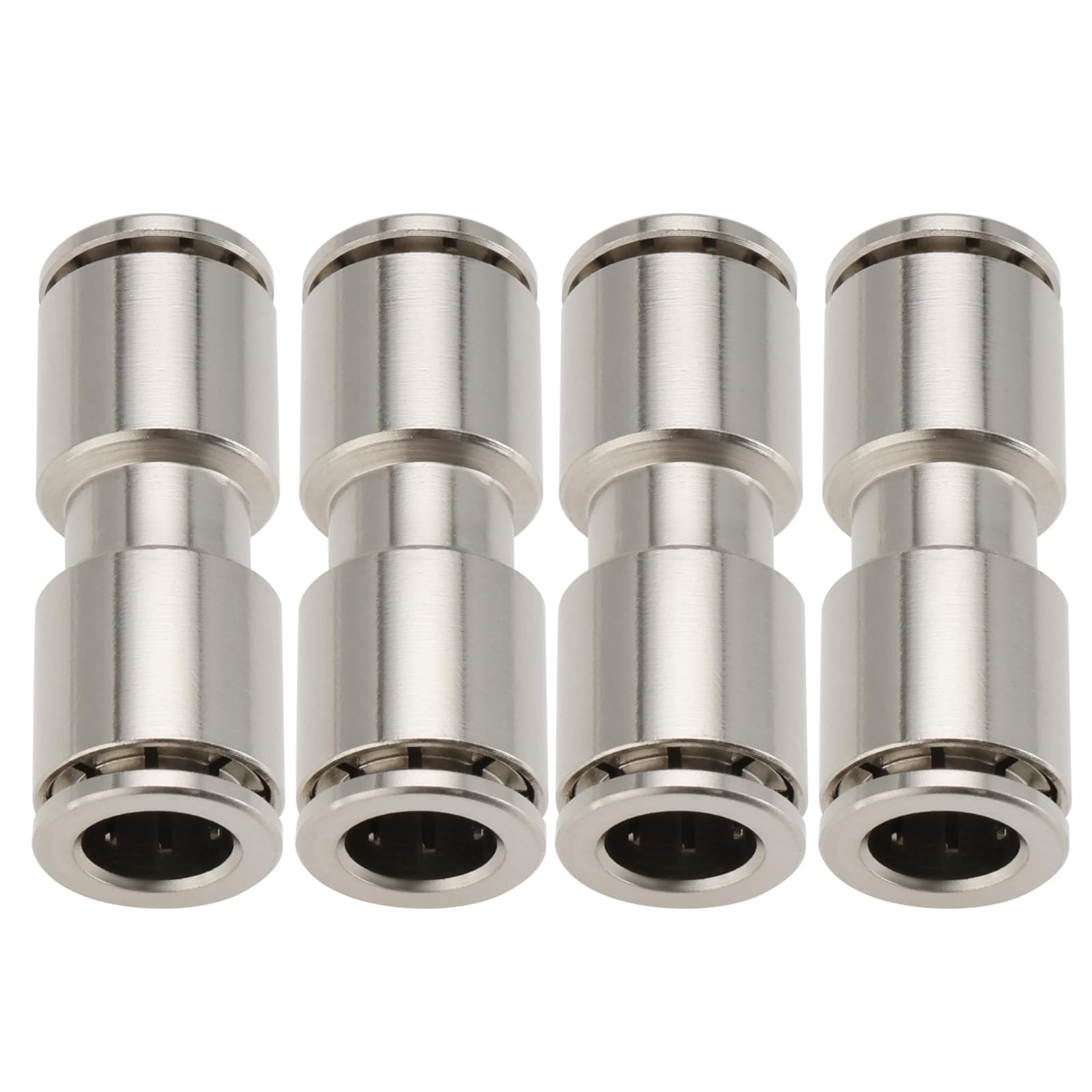 YINETTECH 4pcs Nickel Plated Brass Push Fit Connectors 8mm Straight Push in Connect Pneumatic Fitting Inner Diameter 6mm Length 33mm