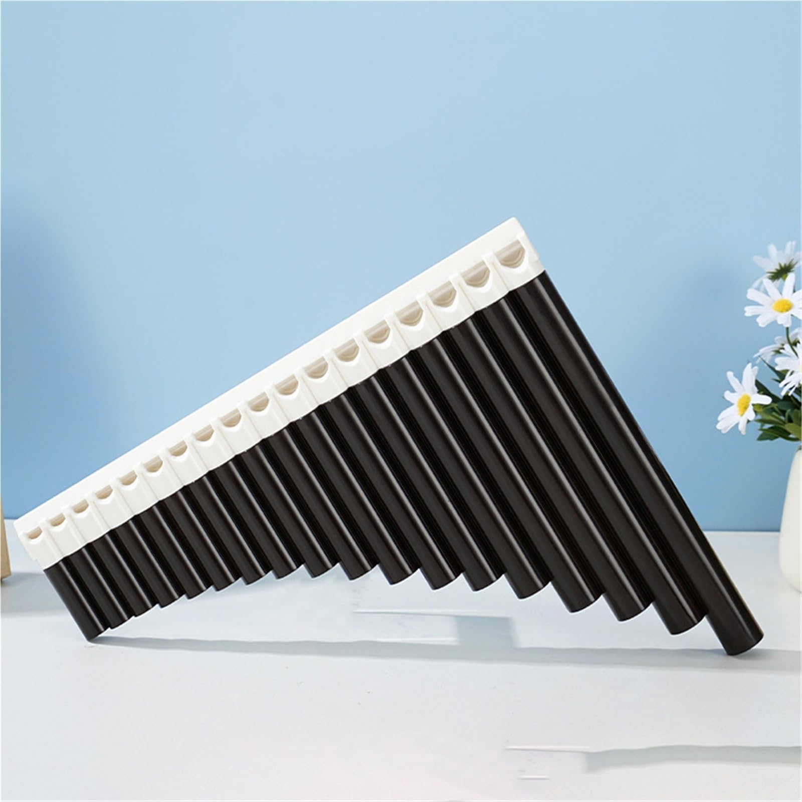 Pan Flute Instrument ABS Material Panpipe 16-pipe Panpipe 18-pipe Beginner Woodwind Instrument Anti-fall Panpipe(Black,18)