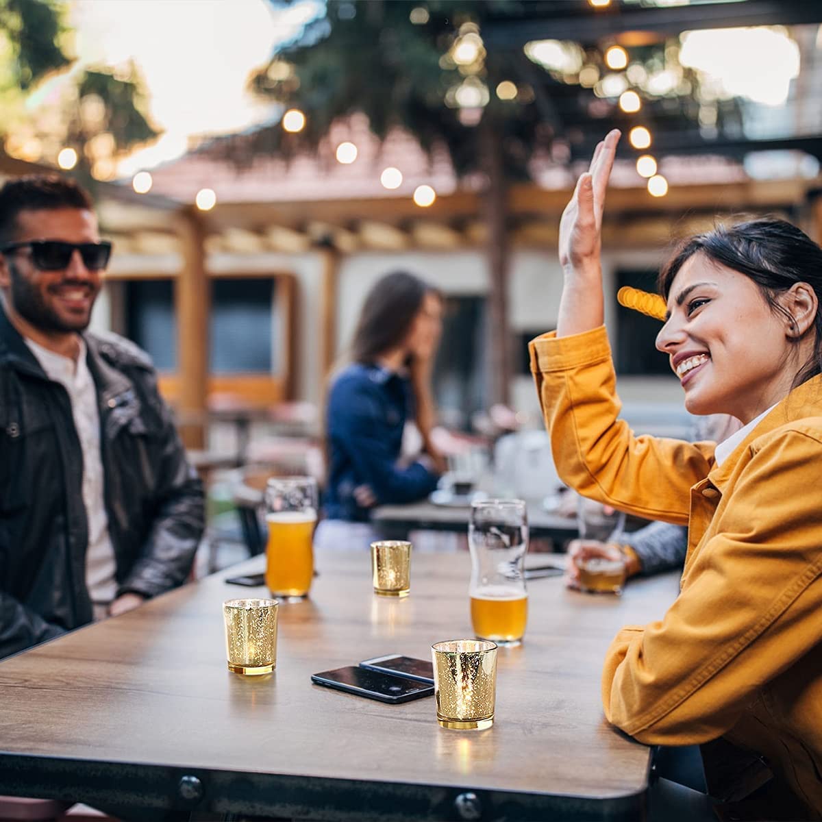 KASTWAVE 12Pcs Gold Votive Candle Holders for Table - Glass Votives Gold Candle Holder - Candle Holder for Wedding Centerpieces & Party Decorations Valentine's Table Decor