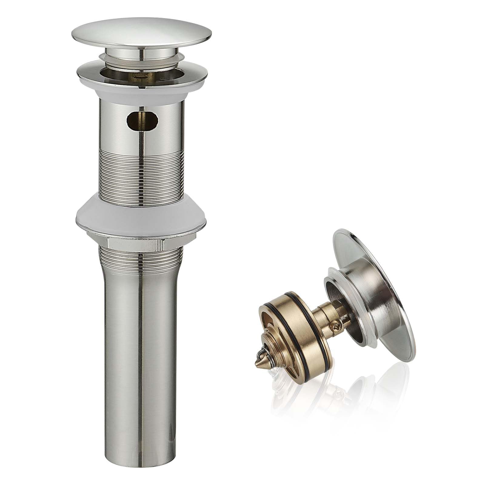 Photo 1 of **USED - MINOR DAMAGE**
Greenspring Bathroom Sink Drain with Overflow Vessel Vanity Pop Up Drain Assembly Stopper Lavatory Commercial Bath Brass Fits Bathroom Standard Sink Hole 1-1/2" to 1-3/4" Brushed Nickel, P05N