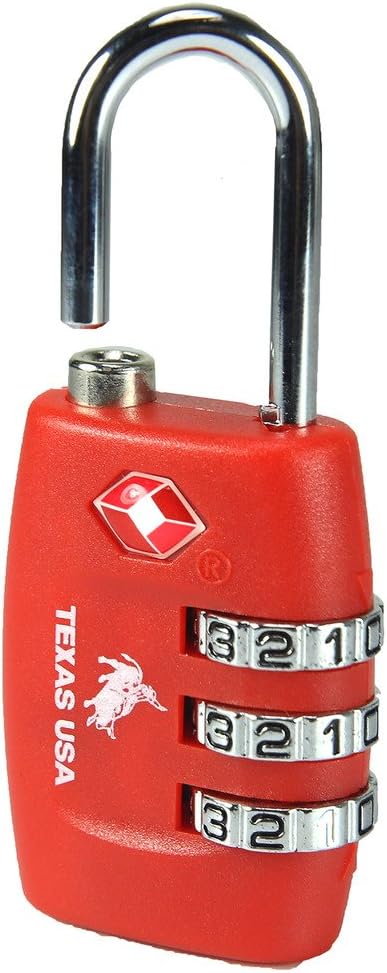 Texas USA - TSA Lock - Red - Mandatory for US Customs (ONLY ORIGINAL BRANDED LOCK ONLINE !)