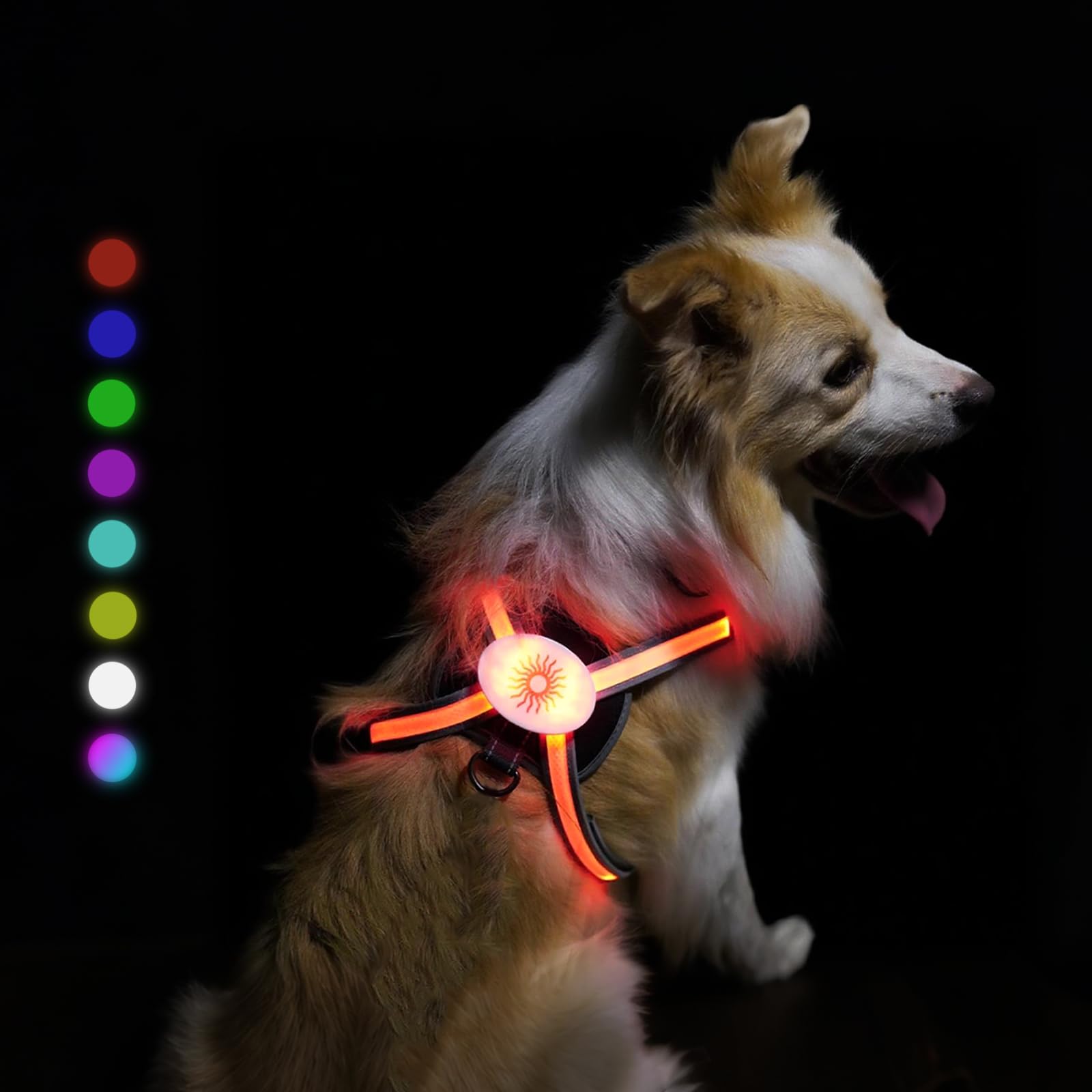 Light Up Dog Harness 2025 LED Dog Harness with RGB Multi-Color Mode & Super Bright TPU Strip, USB Rechargeable, Waterproof, Adjustable Glow in The Dark Harness for Night Walking Safety, Avoid Accident
