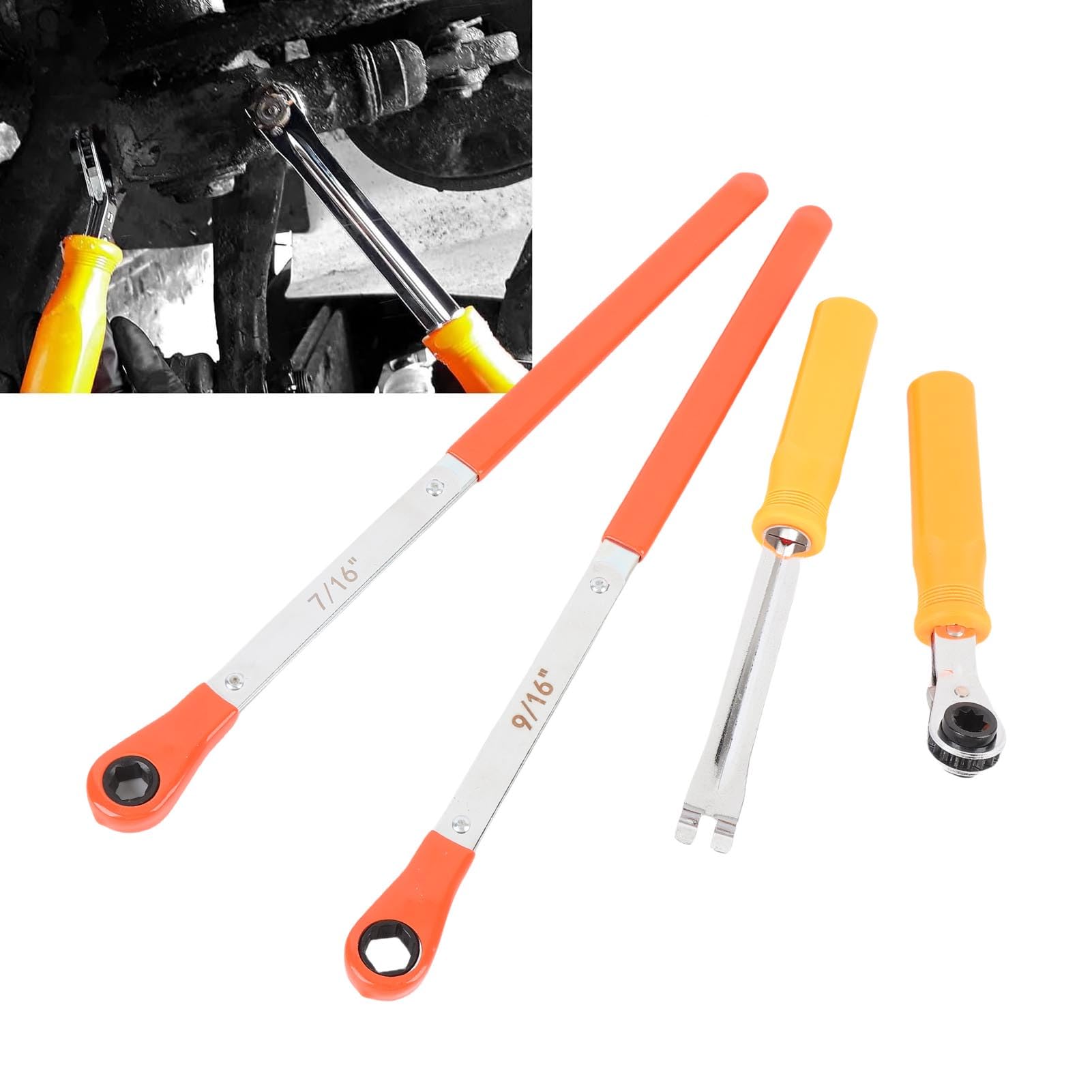 Buachois 4Pcs Automatic Slack Adjuster Wrench Set, 7/16in & 9/16in