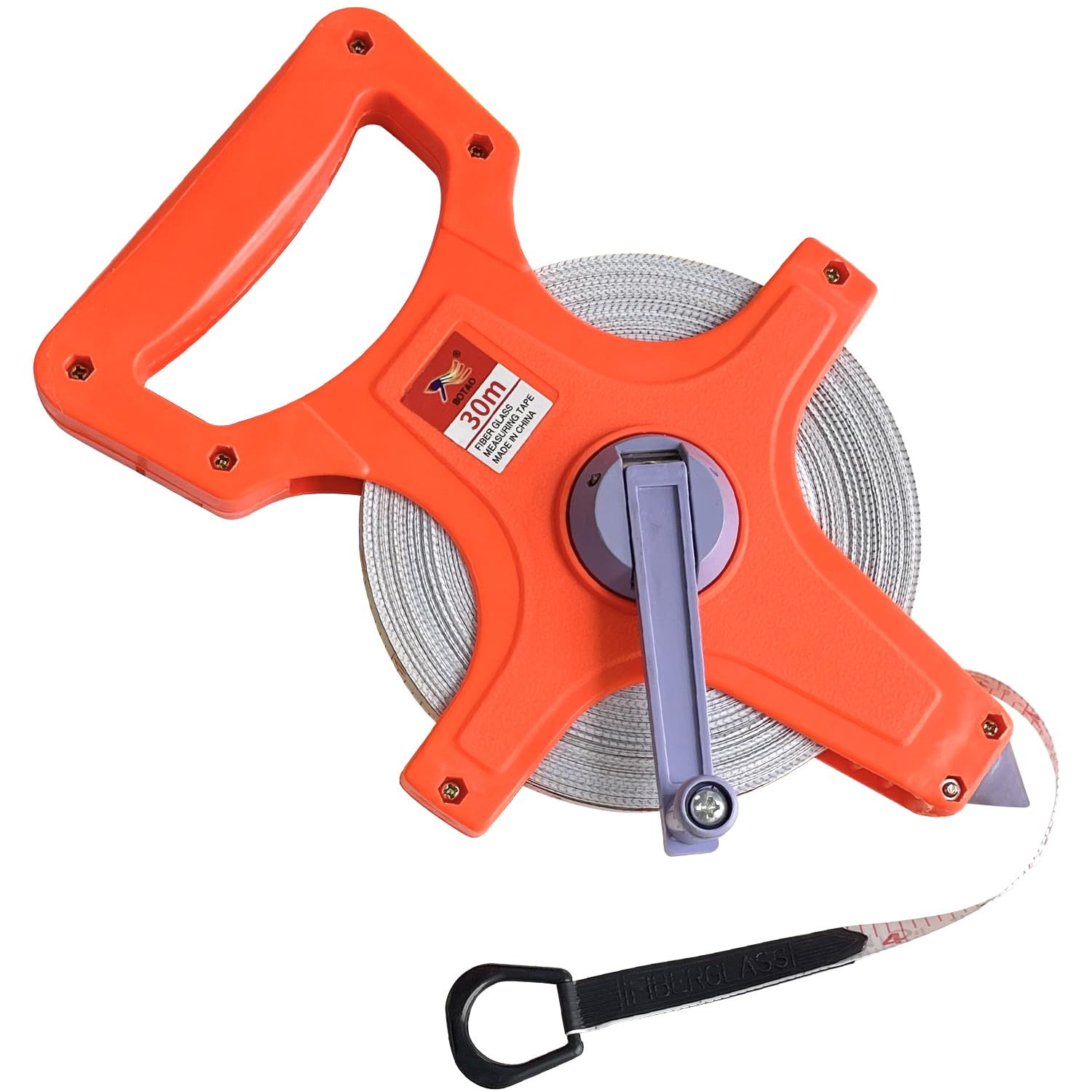 Sutekus Tape Measure 1/2" Open Reel Measure Tape Dual Sided Fiberglass Measuring Reel with Feet and Meters for Yard Field Engineer (100FT)