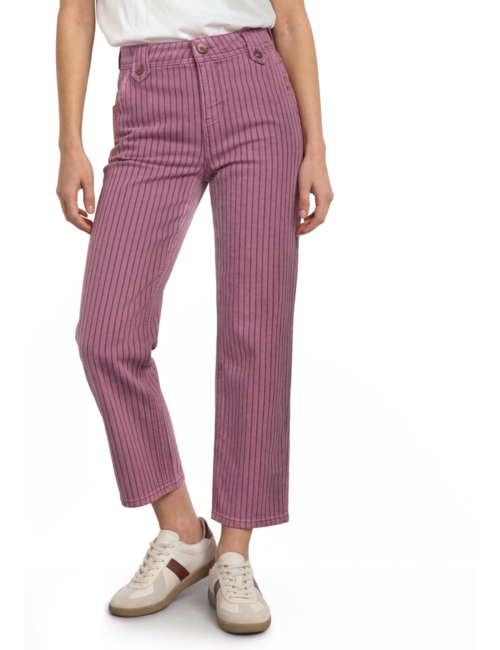 Street One Damen High Waist Straight Leg Jeans mit Streifen 3818961