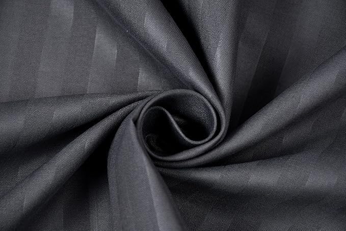 Image of DECOR2ADMIRE 300 TC Premium Glace Cotton All Round Elastic Fitted Plain Stripe Pastel Shades Queen Size Bedsheet with 2 Pillow Covers (Dark Grey, Super King 108 inch x 108 inch)