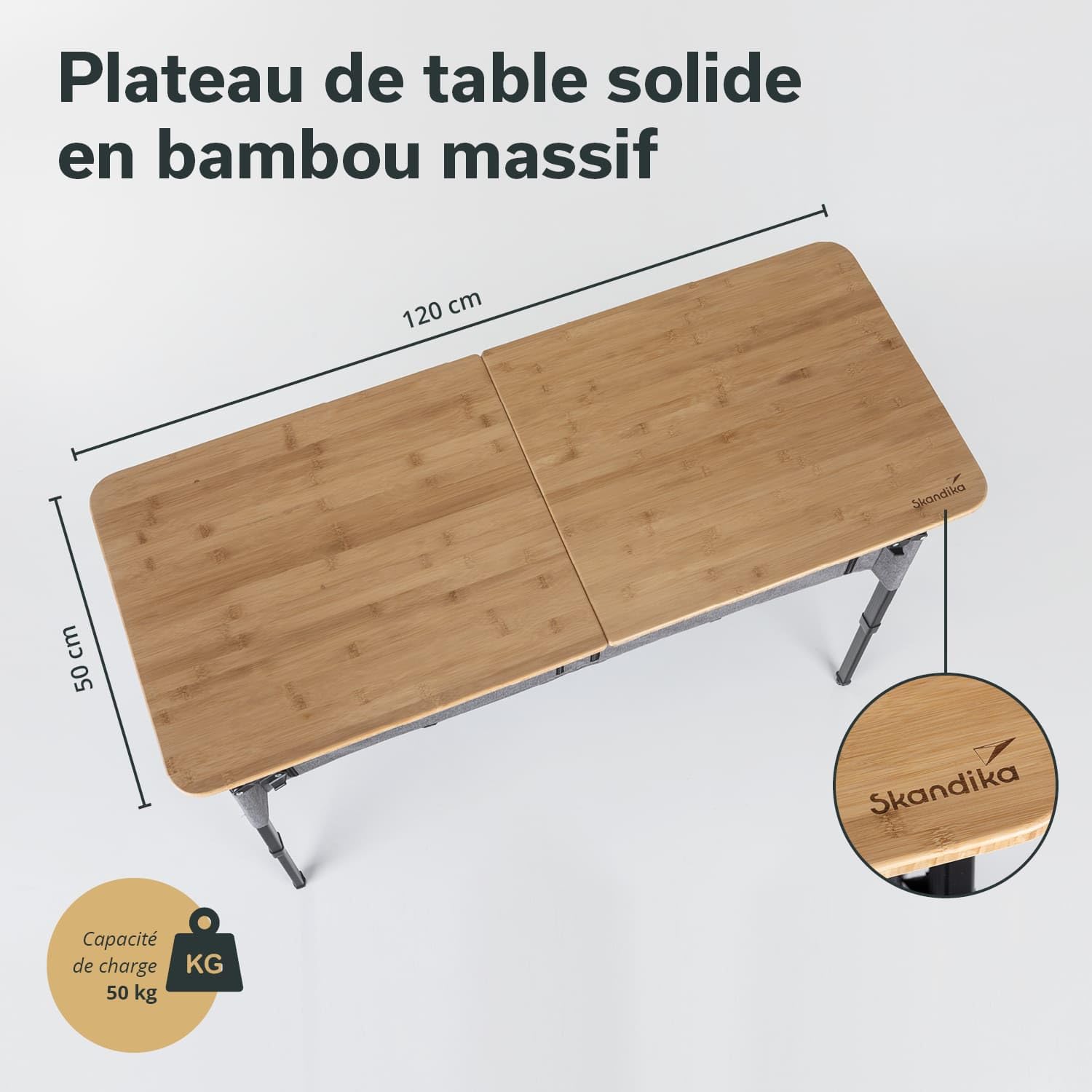 Skandika Table de Camping avec Armoire Tolja | Table Pliante Bambou avec Placard, réglable en Hauteur, Pliable, Armoire de Camping avec étagères, Sac de Transport | Meubles de Camping, Jardin, Balcon