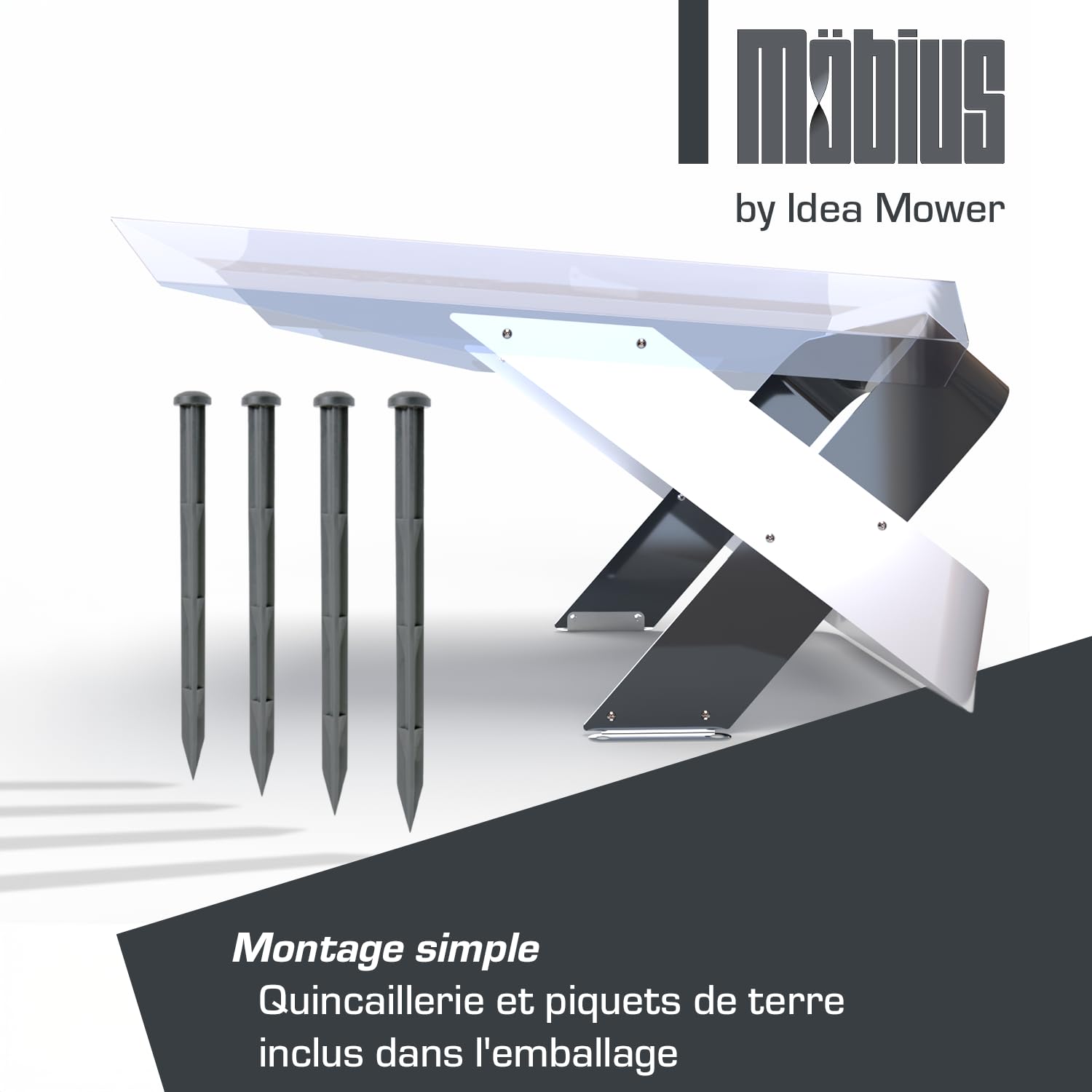 Mobius Garage pour robot tondeuse compatible avec Kress RTKn pour pelouses de plus de 10 000 m² - Protection avec toit transparent - Accès au clavier UV - Installation indépendante