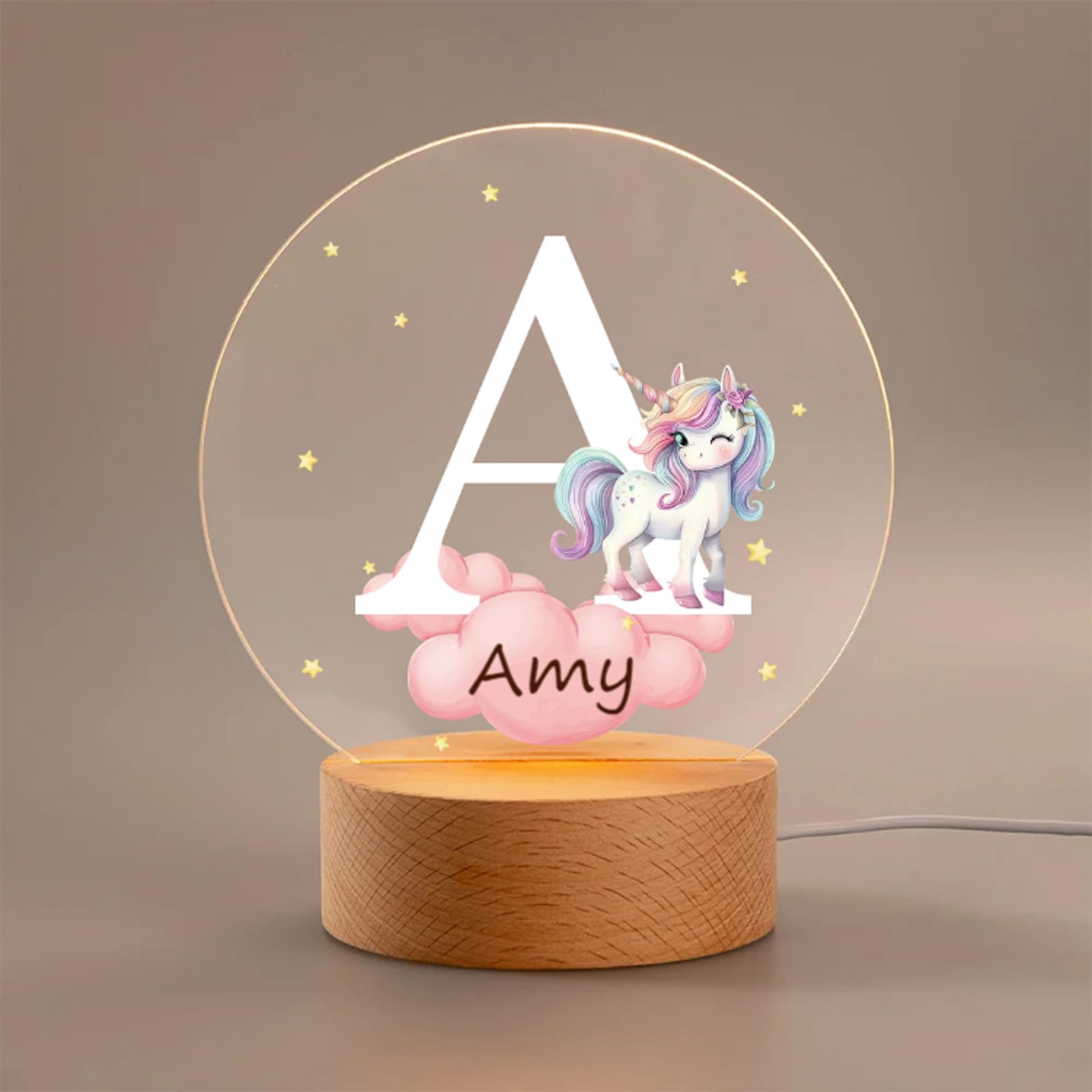 Personalized 3D Night Light with Wooden Base | 40 Cartoon Animal Option