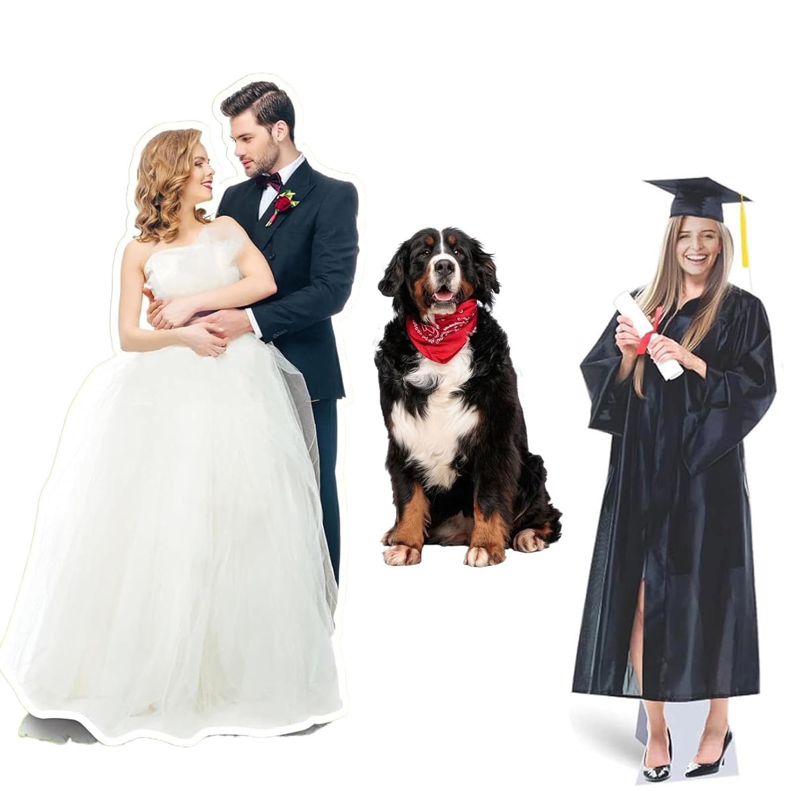 1-8FT Personalised Life Size Cardboard Cutout, Custom Cardboard Cutouts Life Size Stand-Up Photo, 9 Sizes Optional for Birthday, Wedding, Party and Events, Graduations (1-7 FT)