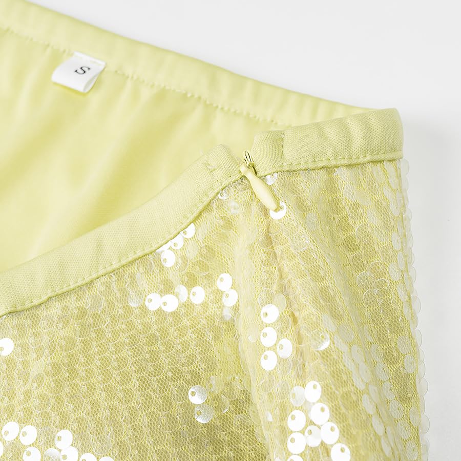 Sparkly Sequin Mini Skirt for Women Side Split Tie Up Sparkle Skirt Y2k Mcbling Glitter Streetwear Party Summer4