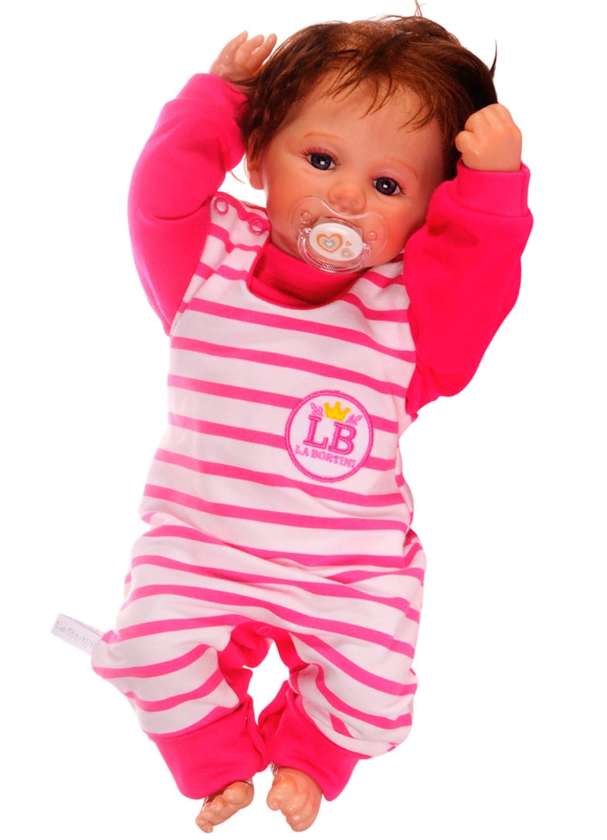 Baby Bekleidung Set Weiß Pink Unisex Langarmshirt Latzhose Zweiteilig Erstlingsausstattung Neugeborenen Outfit für Mädchen Größen 44 50 56 62 68 74 80
