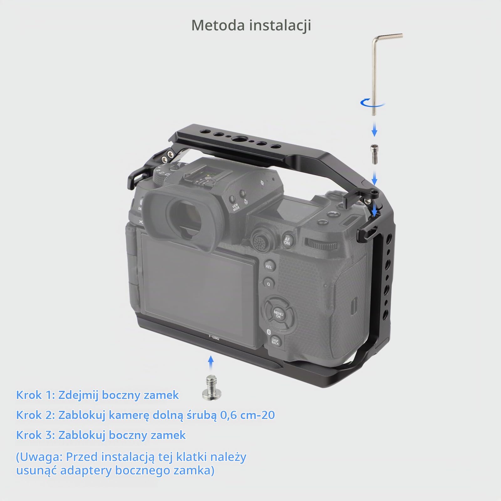 Leftfoto XH2/XH2S klatka na kamerę – aluminiowy wspornik z podstawą Arca, szyna NATO, gwint ARRI pasuje do stabilizatora DJI RS do FujiFilm X-H2/X-H2S Vlog nagrywania wideo