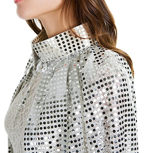 FakeFace Damen Herren Karneval Halloween Kapuzenumhang Halloween Kostüm Lange Pailletten Kostüm Cosplay Requisiten Set für Erwachsene, Silber