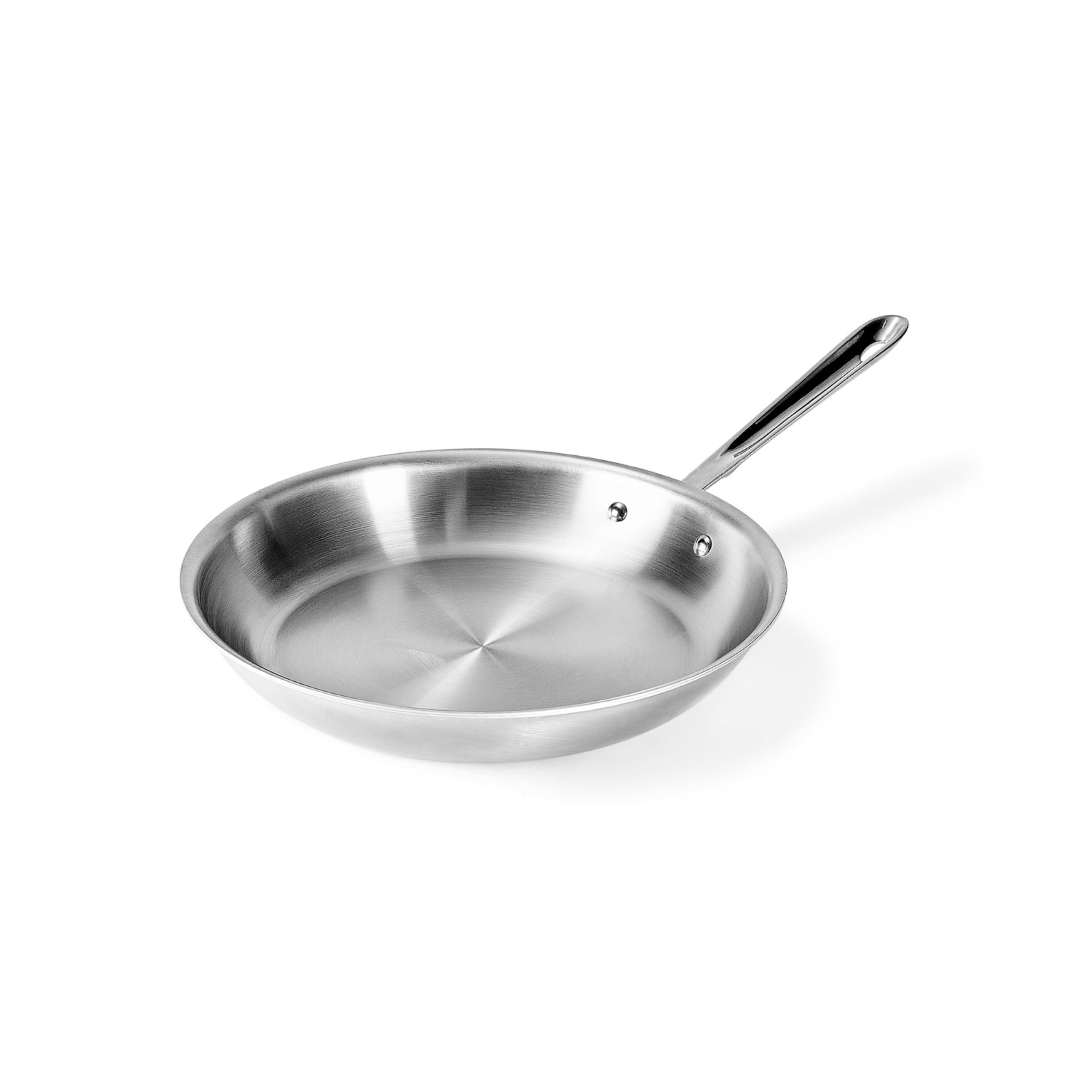 D5 5-Ply Brushed Stainless Steel Fry Pan 12 Inch Induction Oven Broiler Safe 600F Pots and Pans, Cookware Silver