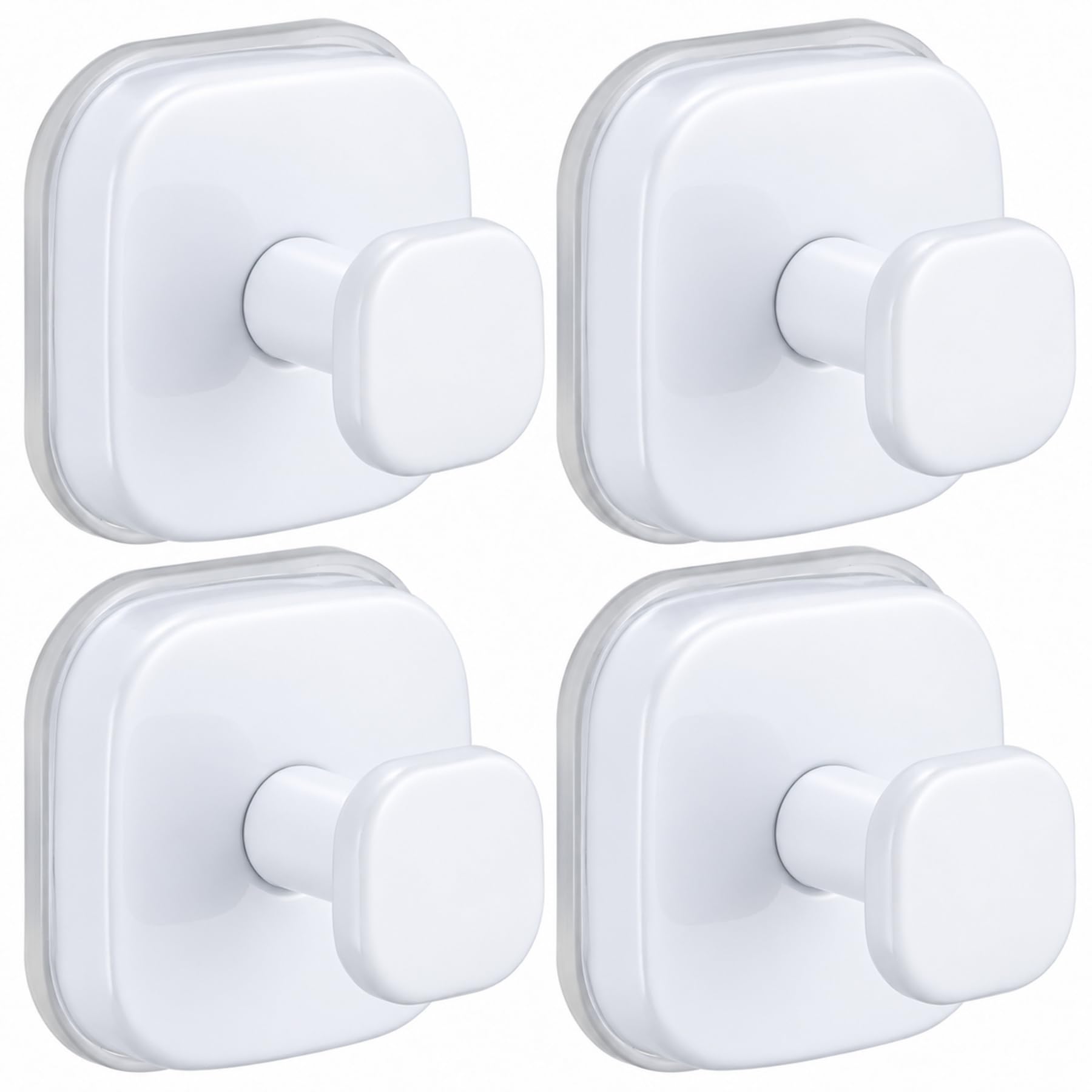Suction Cup Hooks for Shower, Bathroom Towel, Robe and Loofah Storage(4, White)