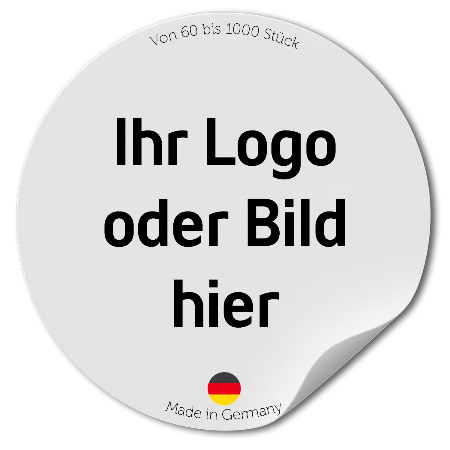 Aufkleber selbst gestalten (60 Stück) – Personalisierte Vinyl Aufkleber, selbstklebend & wasserfest – Für Logos, Bilder und Text – Innen & Außen