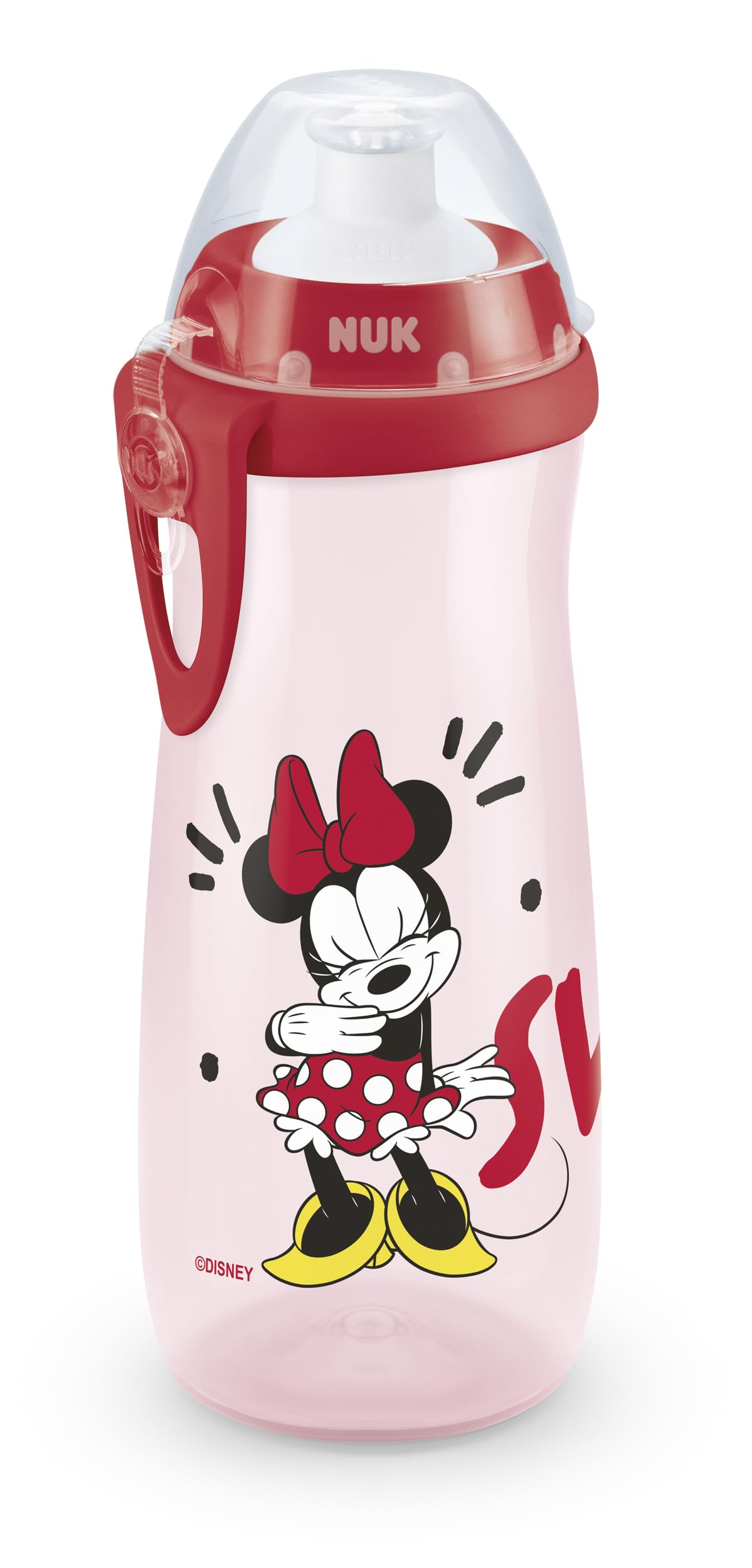 NUK Sports Cup Kinder Trinkflasche | 24+ Monate | auslaufsichere Push-Pull-Tülle | Clip und Schutzkappe | 450 ml | Disney Minnie Maus