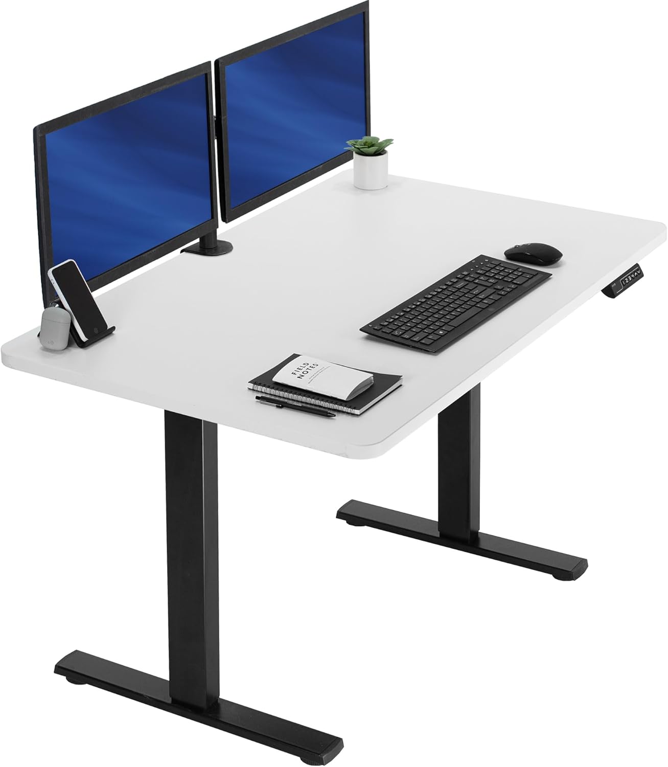 VIVO Electric 60 x 24 in Standing Desk, Memory Height Adjustment, 1B Series, Holds 220 lbs, One-Piece Black Top, Black Frame, DESK-KIT-1B6B VIVO Electric 60 x 24 in Standing Desk, Memory Height Adjustment, 1B Series, Holds 220 lbs, One-Piece Black Top, Black Frame, DESK-KIT-1B6B