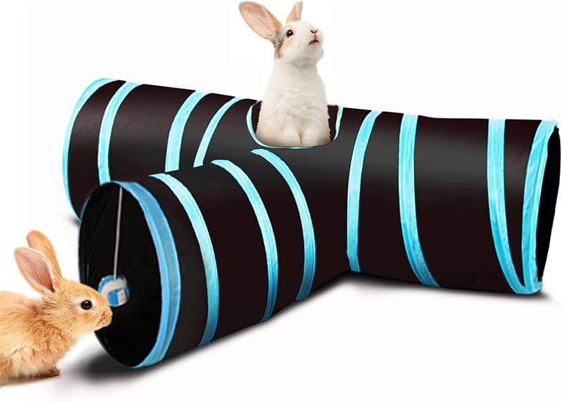 Túnel 3 Vias para Gatos e Pequenos Animais SunGrow com Bola que Faz Barulho, 119,38 cm