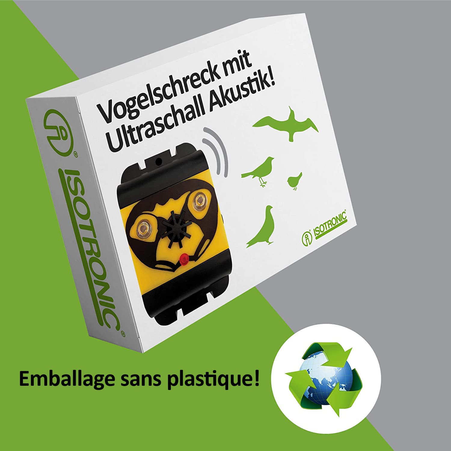 Répulsif Oiseaux Ultrason Et Foudre ISOTRONIC - Contre Pigeons, Mouettes - 10m De Portée