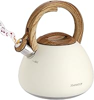 Vista 10 de MARSKITOP Tetera para estufa, tetera silbante para estufa, tetera de acero inoxidable de grado alimenticio con mango ergonómico Cool Touch, 2.6 Negro