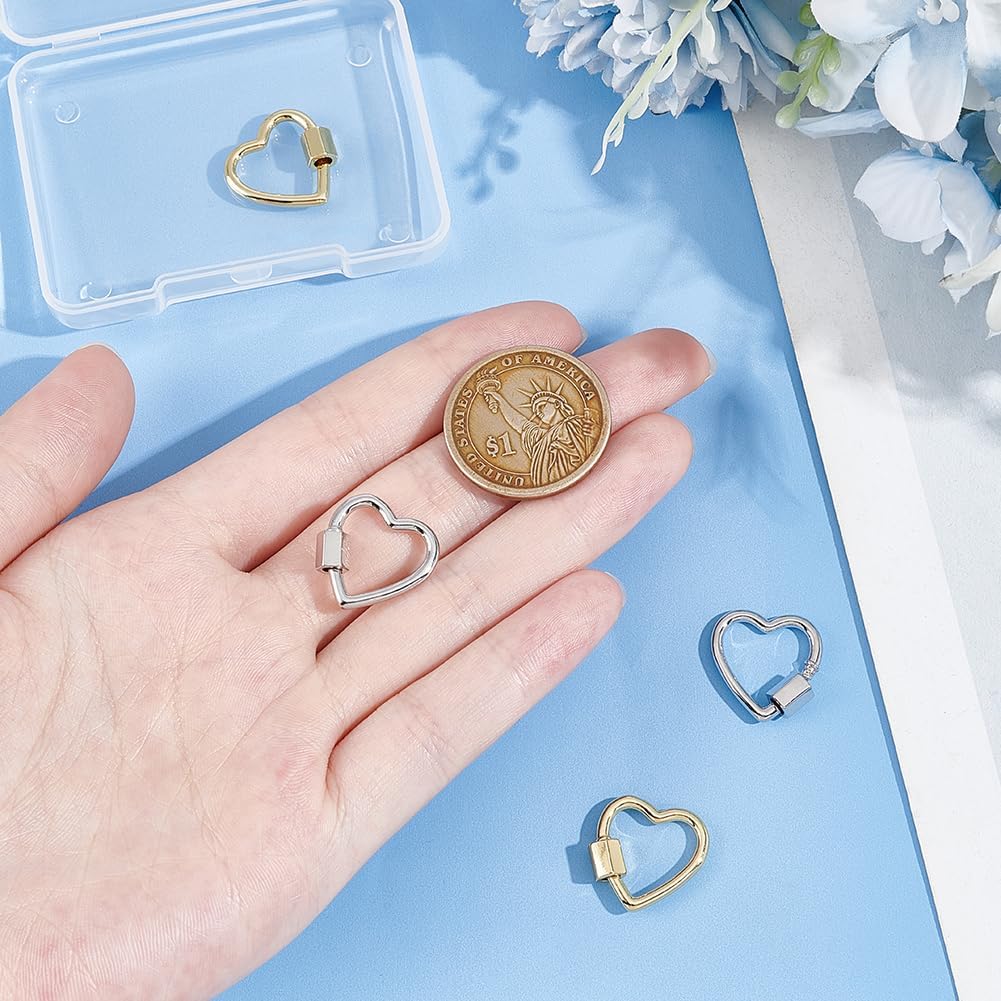 UNICRAFTALE 4pcs 2 Colors Screw Carabiner Lock Metal Clip Heart Key Clasps Keychain Hook Quick Link for DIY Jewelry Making Handbag Accessory - Image 2