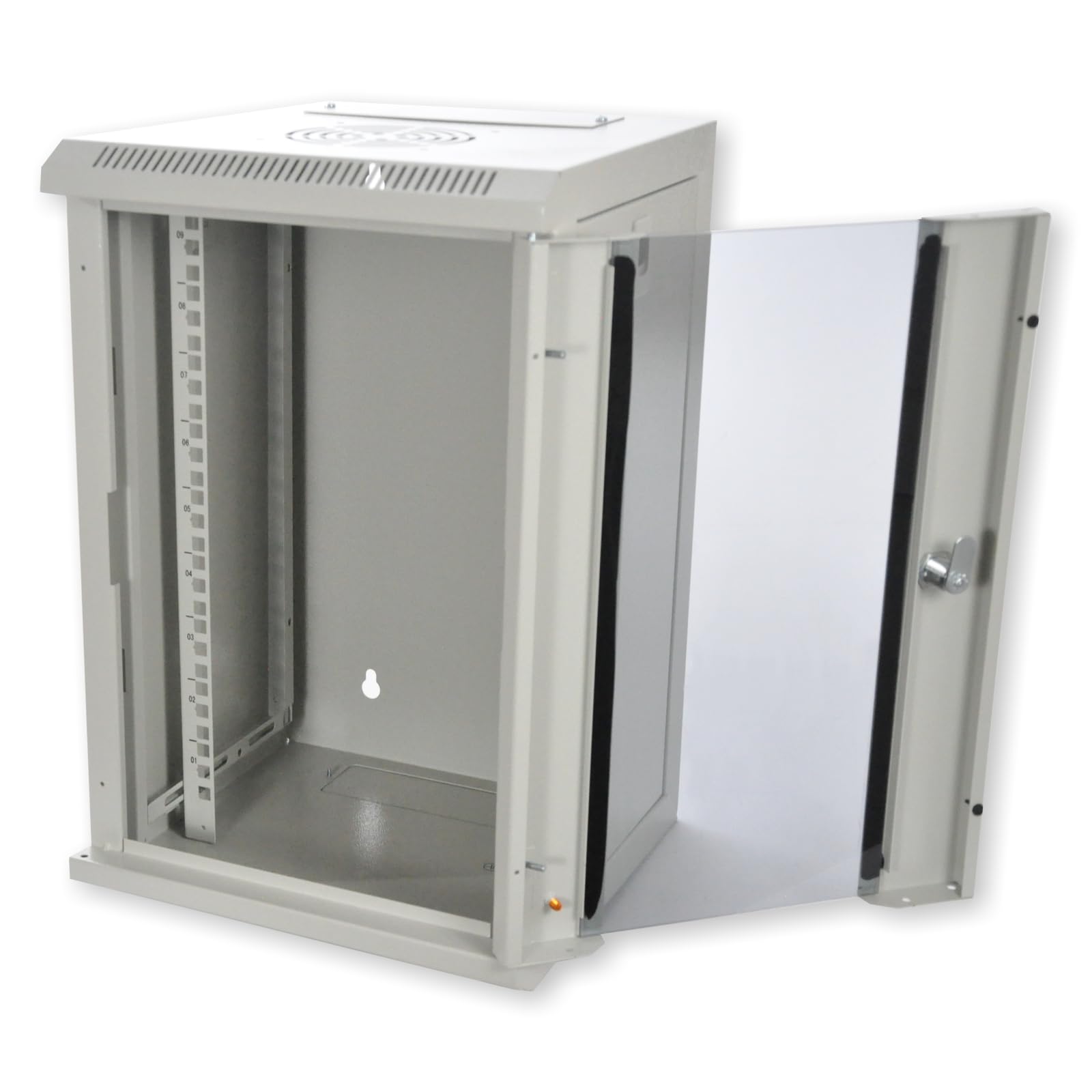 Netzwerkschrank I Serverschrank 10 Zoll 312x300x500mm | (BxTxH) I Wandmontage I voll montiert I Server Gehäuse mit abschließbarer Glastür I Traglast 60 kg I (Grau, 9 HE)