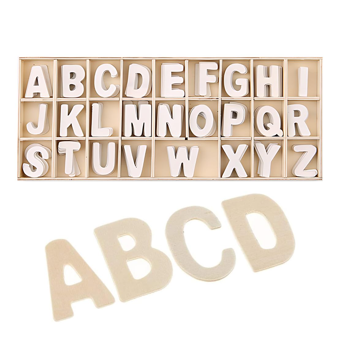 130 Lettres En Bois De A à Z - Majuscules Décoratives - Pour DIY, Décoration Et Fêtes