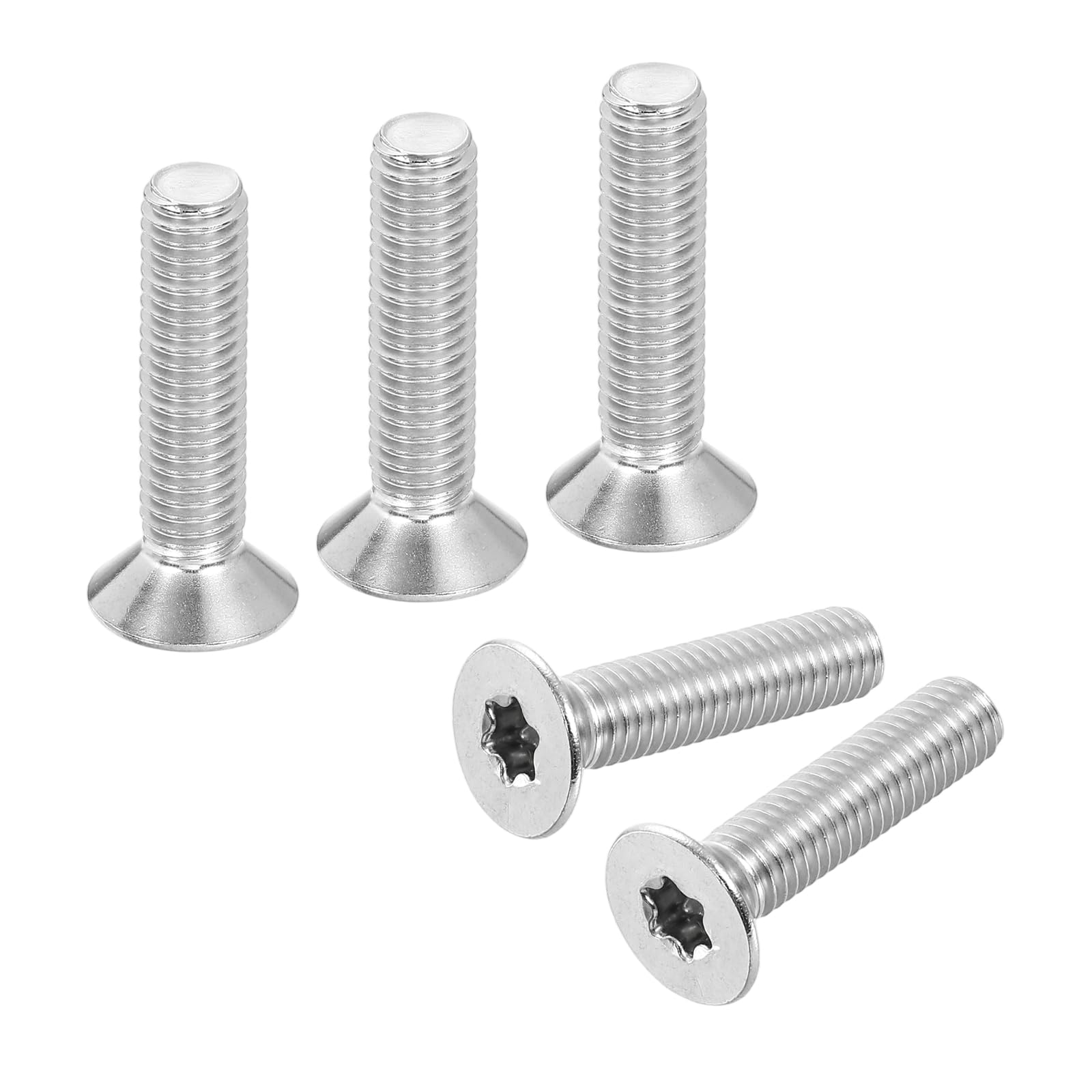 sourcing map M8-1.25 x 35mm Flat Head Torx Anti Theft Machine Screws, 10 Pcs 304 Stainless Steel, Torx Drive, Countersunk Head, Full Thread, Silver