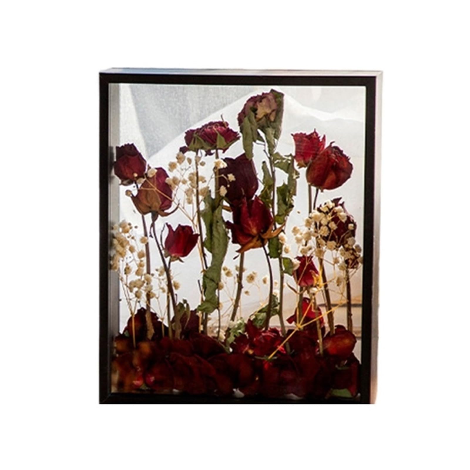 2PCS 4cm Deep Transparent Shadow Box Frames Bouquet Display Flower Case For Crafts 3D Picture Memorabilia Memory Wooden Tabletop for Tabletop and Wall(Black,13X18cm)
