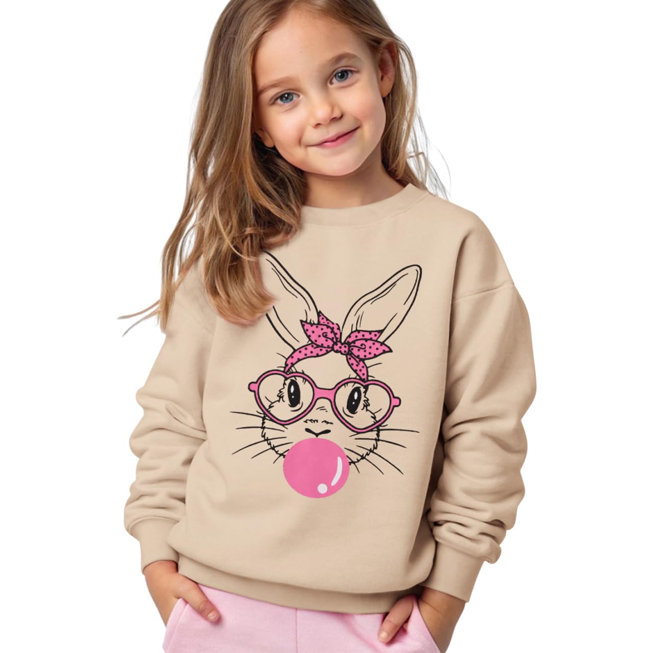 CM C&M WODRO Toddler Baby Girl Easter Sweatshirt Cute Bunny Printed Pullover Long Sleeve Lightweigtht Shirt Top