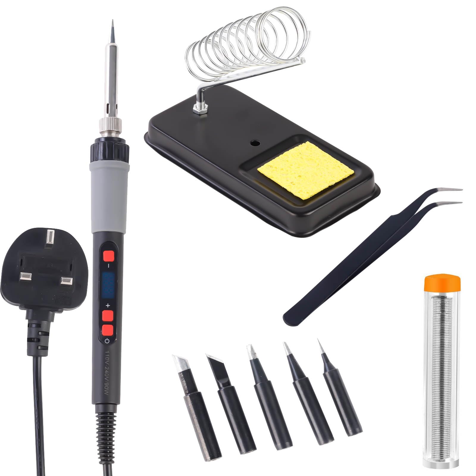 90W Soldering Iron Kit with Stand, Fast Heating Adjustable 180-500℃