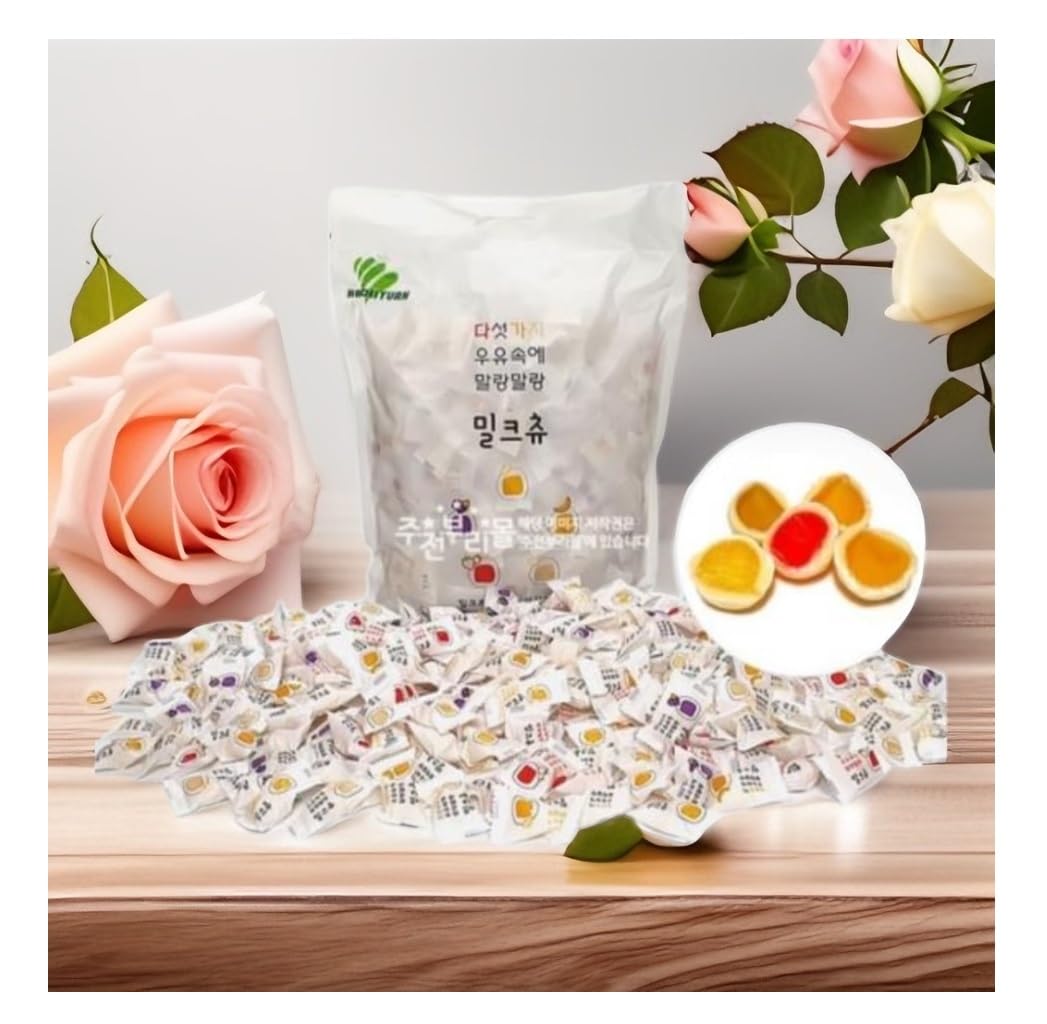 123 UBuy Shop_Five Flavor Milk Chew Candies: Strawberry, Taro, Corn, Melon, Coconut. Gluten Free Chewy Candy with Real Milk, 1000g/ 2.25 lbs