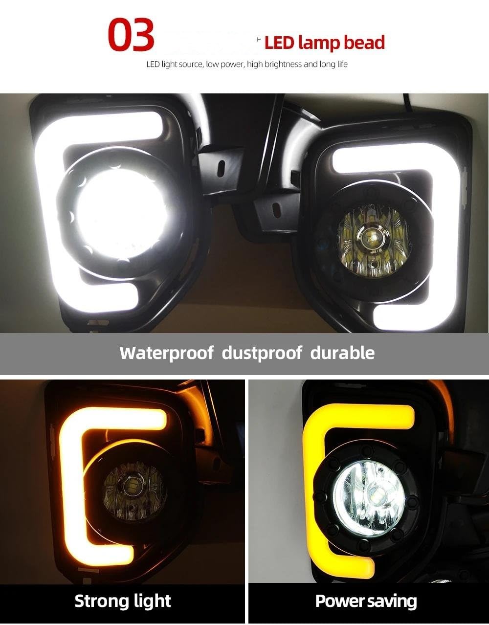 Luz Señal Giro Intermitentes Luz Circulación Diurna para Toyota para Hiace 2014 2015 2016 2017 2018 LED DRL Coche con Señal Giro Amarilla Cubierta Luz Antiniebla Impermeable