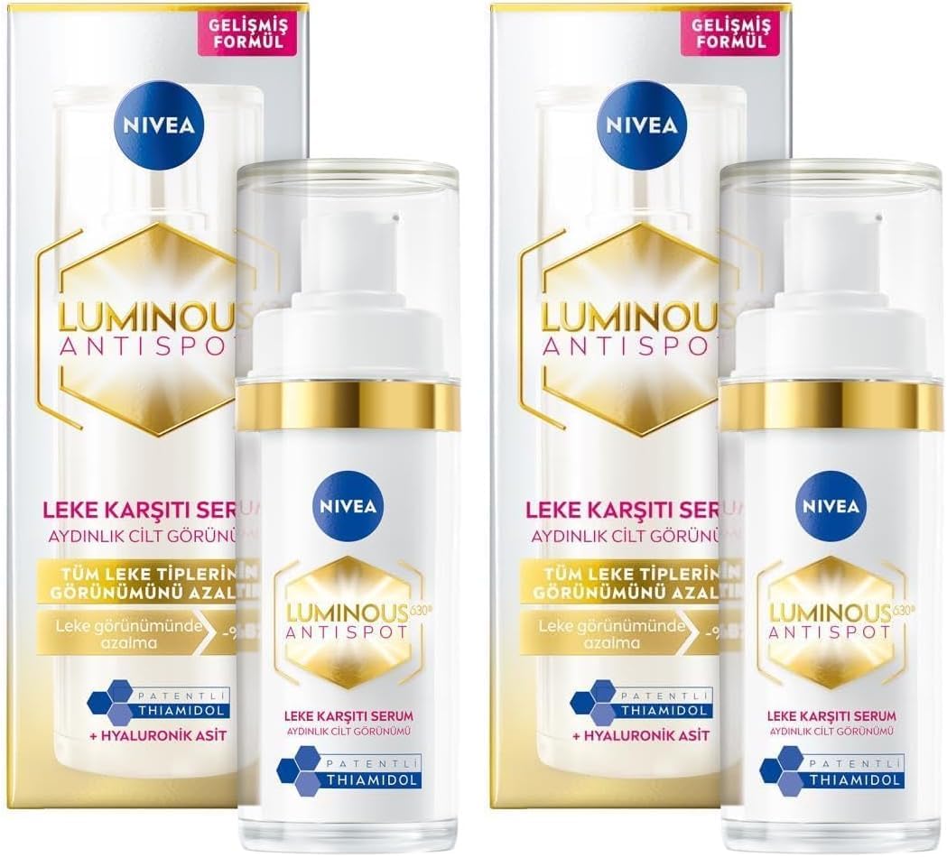 NIVEA Luminous630 Thiamidol Etkili Leke Karşıtı Cilt Serumu 30ml, Hyaluronik Asit, Cilt Tonu Eşitleyici,Aydınlık Görünüm (2 paketi)