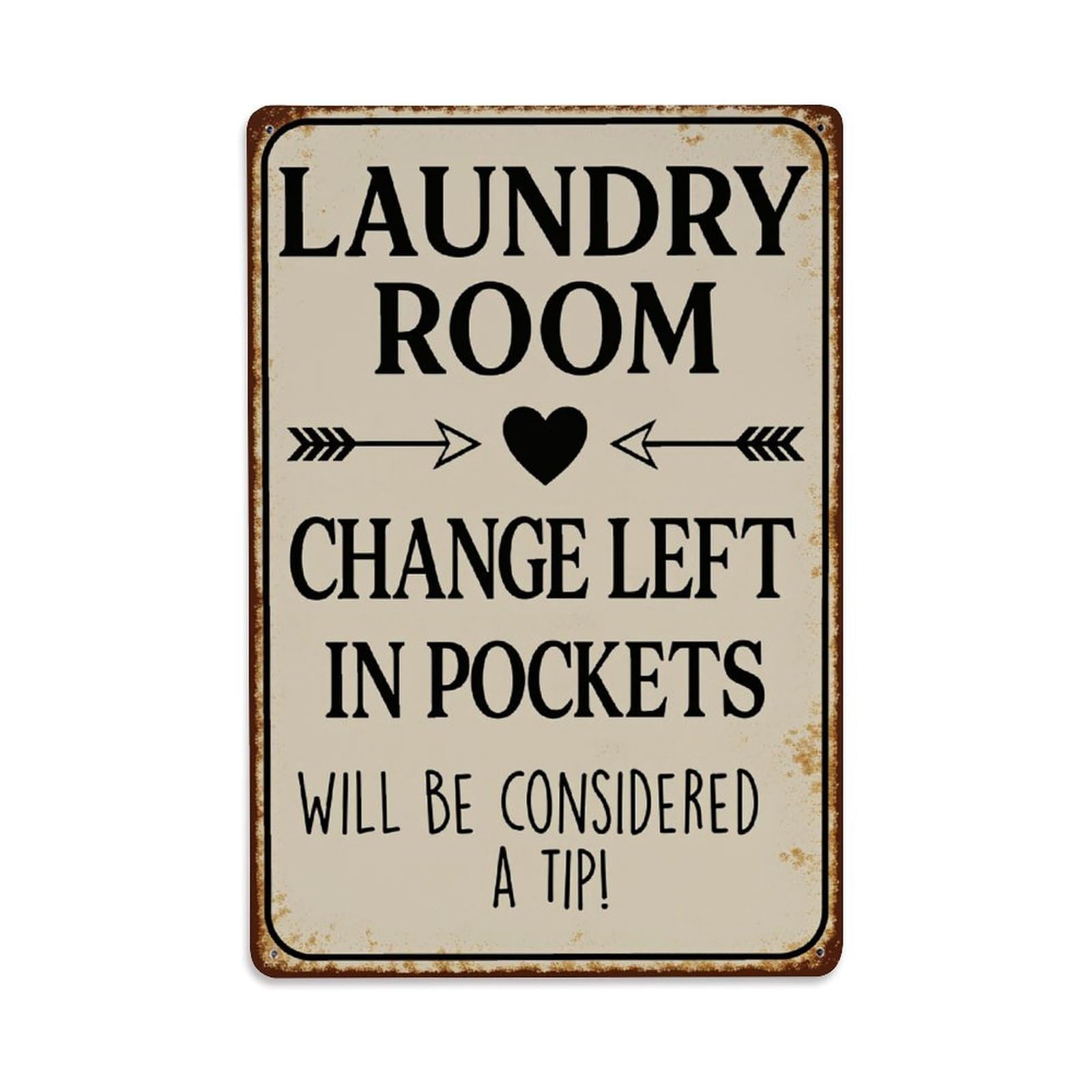 Enderetf Vintage Laundry Room Sign With Heart And Arrows Tin Sign Metal Poster, Home Bar Garage Man Cave Cafe Indoor & Outdoor Wall Decoration 8X12inches