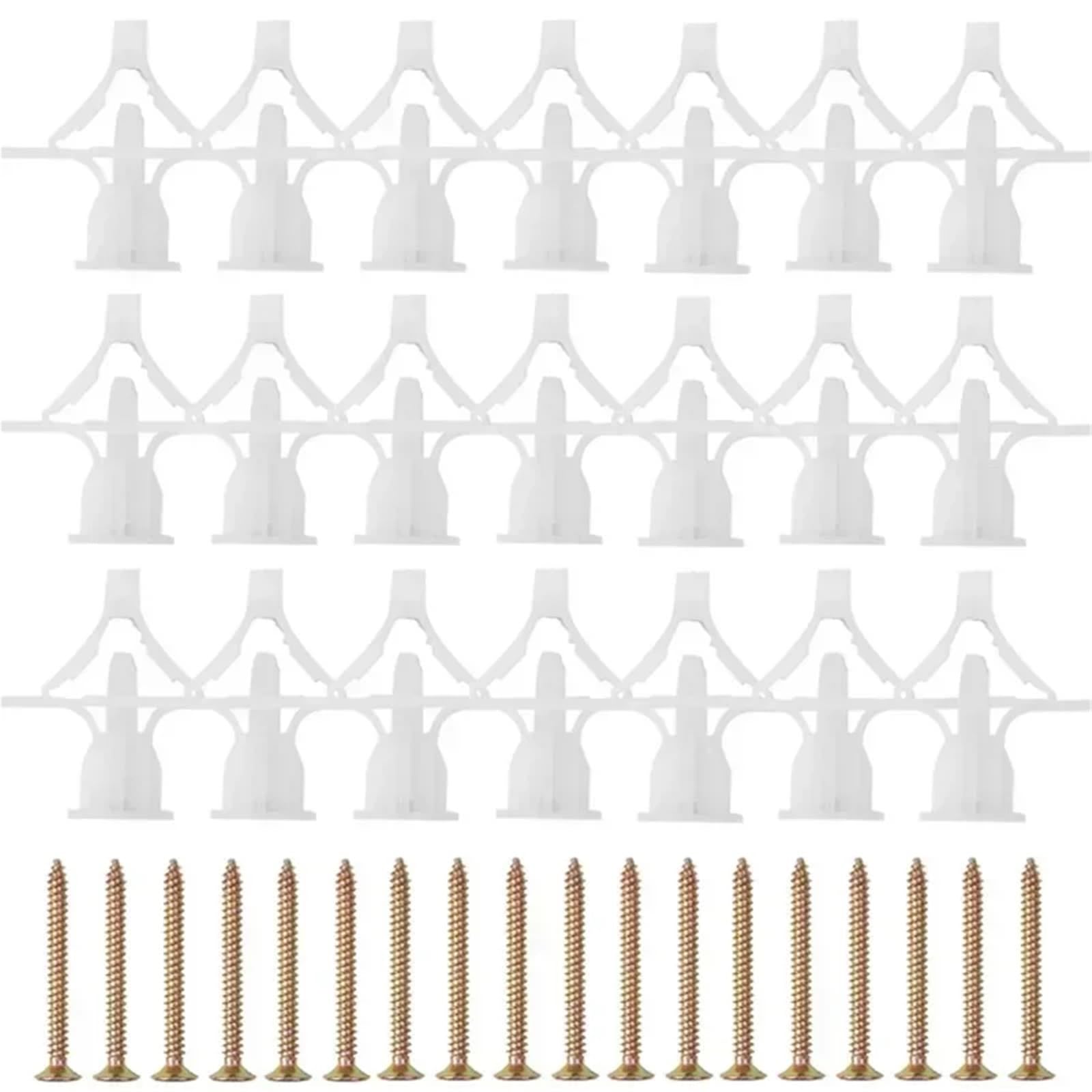 Self-Drilling Gypsum Board Drywall Anchors Bolt Kit Hardware Fastener(White,100PCS (50sets))