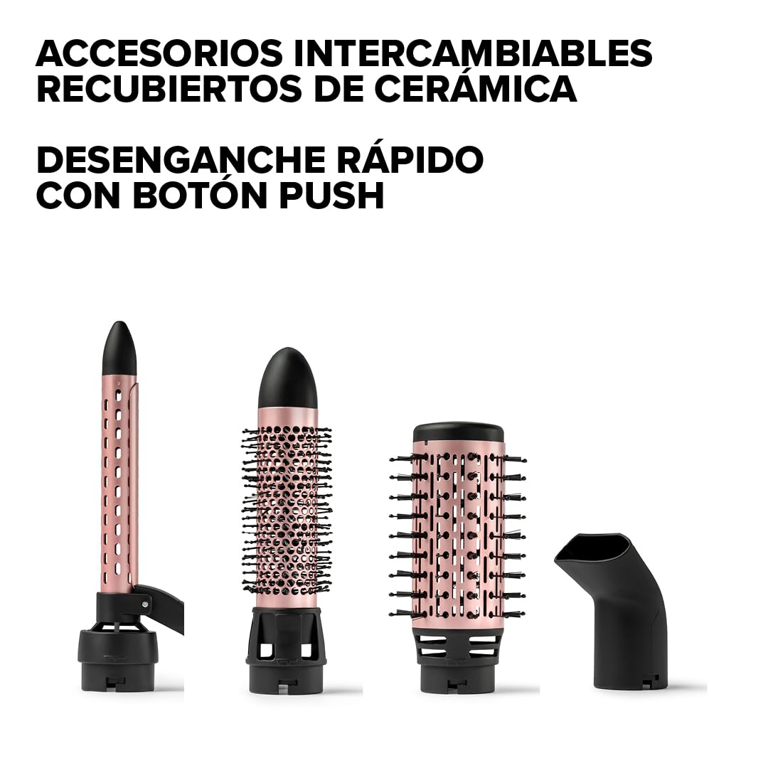 Bellissima GH30 1000 Moldeador de Cabello | Cepillo de aire caliente, 5 accesorios de cerámica, 1000 W, Bolsa de Almacenamiento