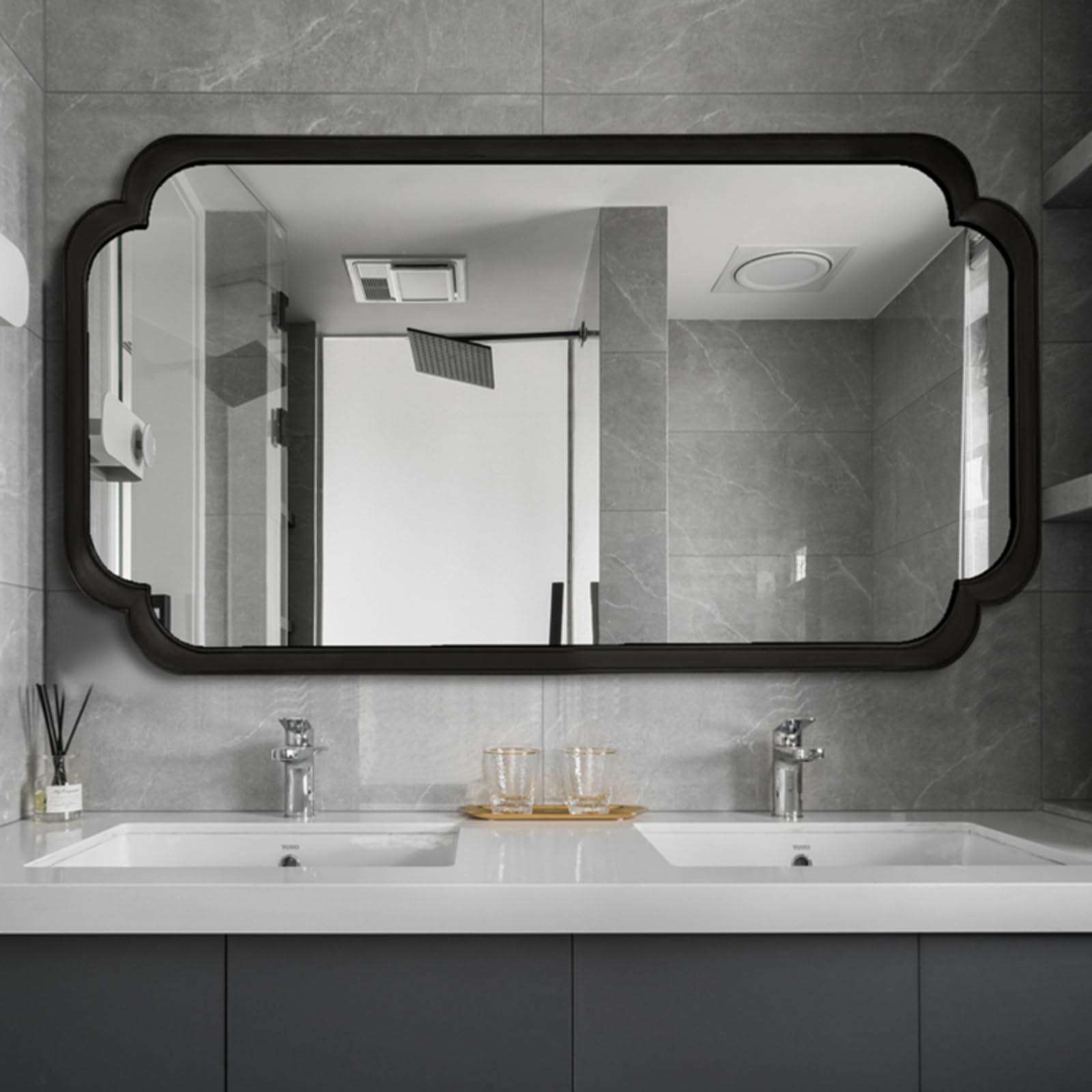 Specchio Espejo de baño Retro, tocador francés, Espejo Decorativo B-50 * 80