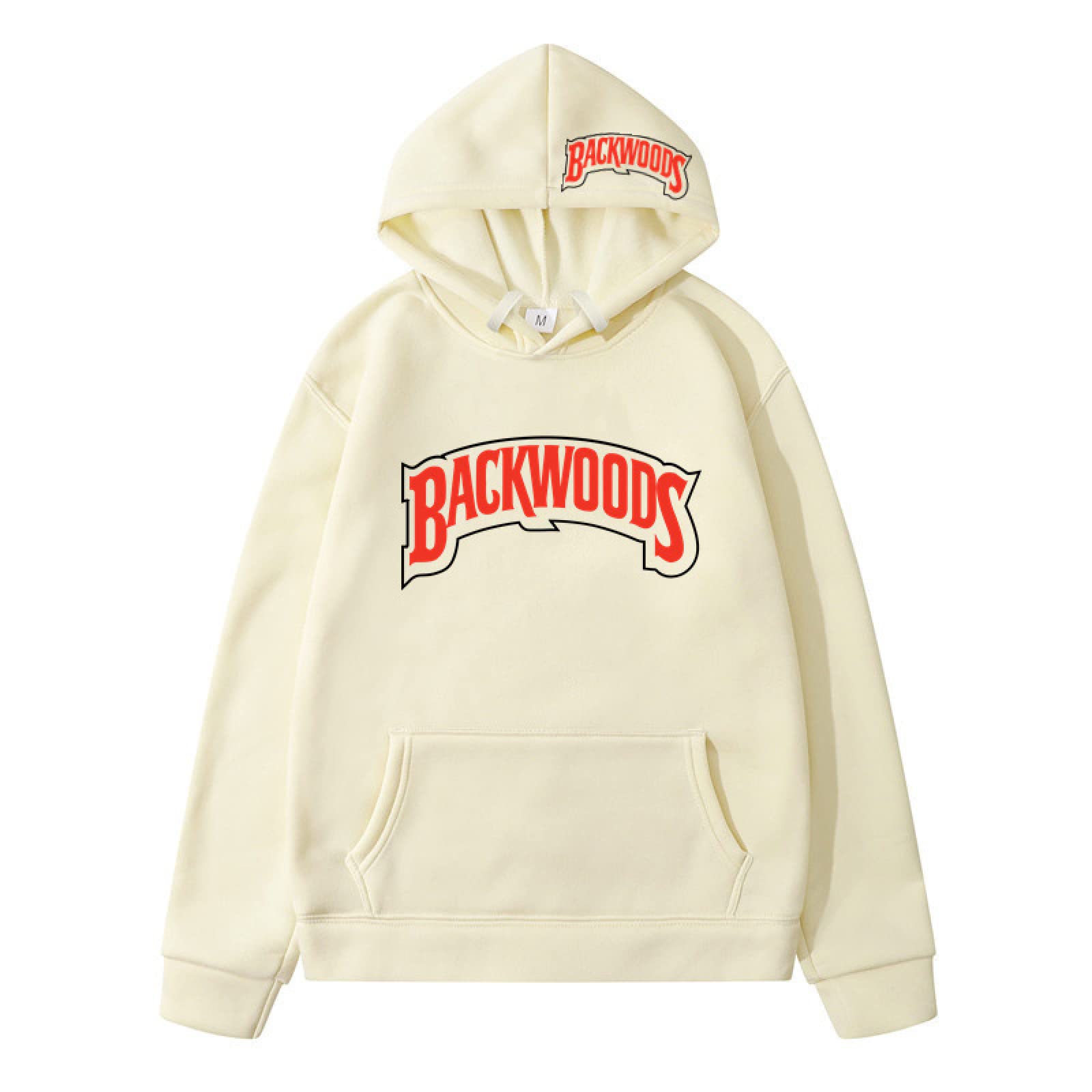 LAMEIZI Men's and Women's Backwoods Sweatshirt Letter Printed Pullover Casual Hooded Sportswear Solid Color Coat with Kanga Pocket