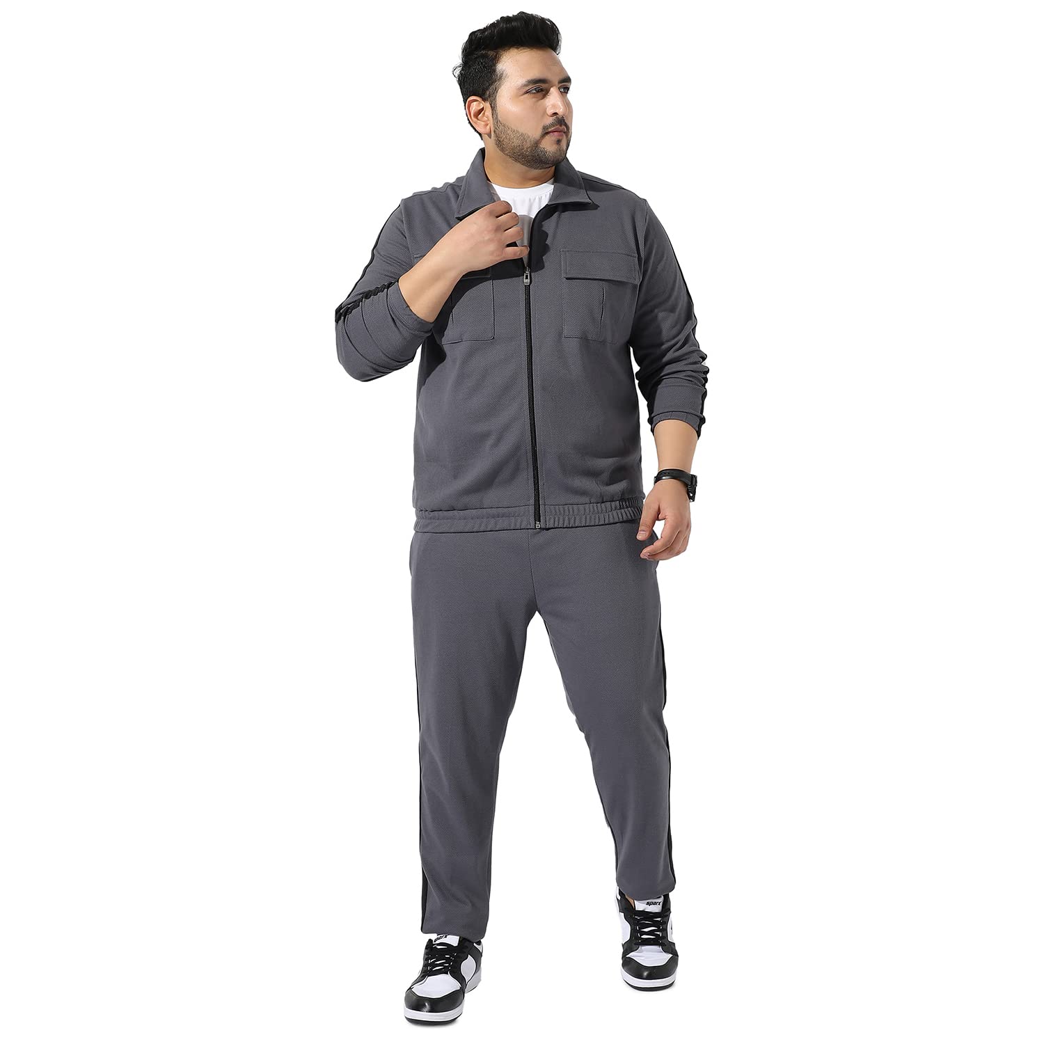 instafab Plus Men's Solid Blue Co-Ords Set For Casual Wear | Regular Fit | Cotton Blend Fabric | Stretchable Clothing Set Crafted With Comfort Fit & High Performance For Everyday Wear-picture-33