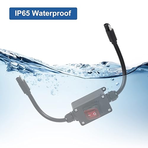 Miniatura 3 de Interruptor de alimentación en línea de 12 V, conector SAE impermeable briidea IP65 con indicador LED retroiluminado, cable de 14 AWG, ideal para