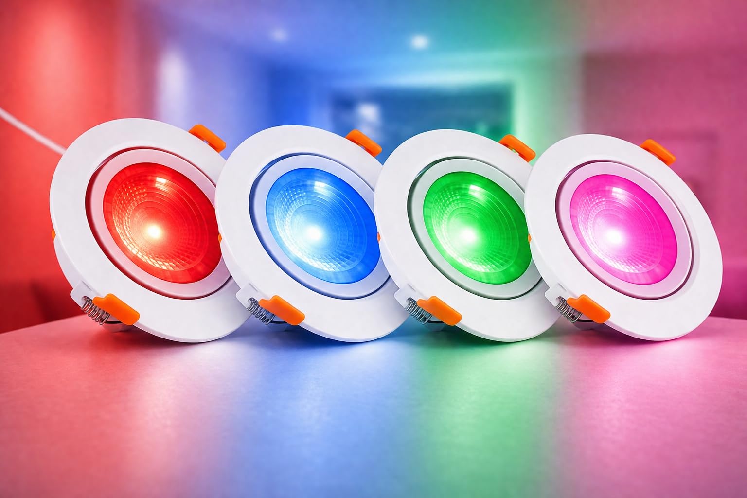 OLIPS 3W LED COB Recessed Ceiling Downlight, Adjustable Spotlight, Red Green Blue Pink (RGBP) Decorative Light, Round Cutout Mount for Home, Hotel, Restaurant, Showroom & Event Lighting (Pack of 4)-picture-14