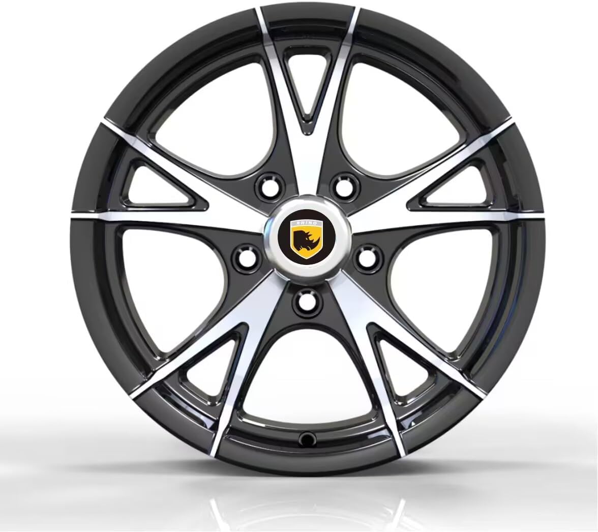 4PCS Trailer Wheel 15x5 5x4.5 Premium Aluminum Black Machine Faced 5Lug Trailer Rim