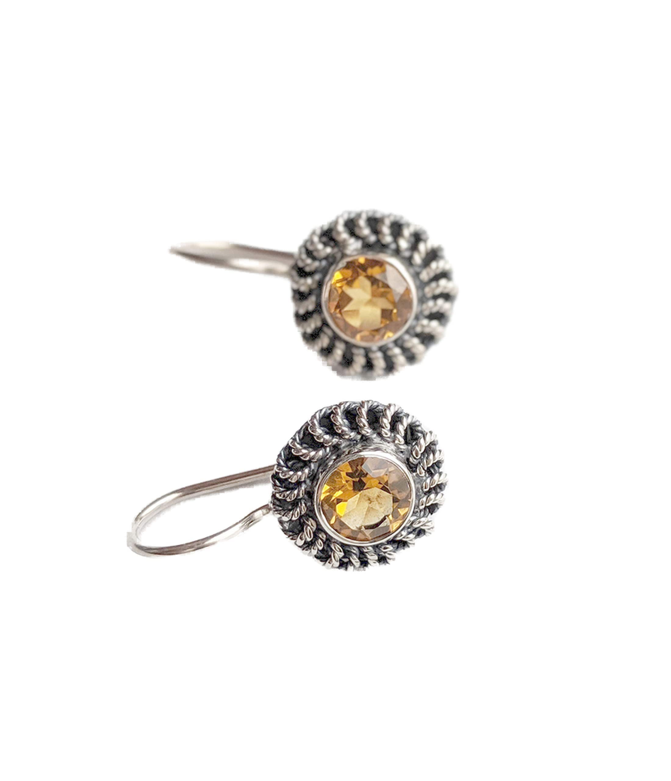 Citrine Earrings. 925 Sterling Silver