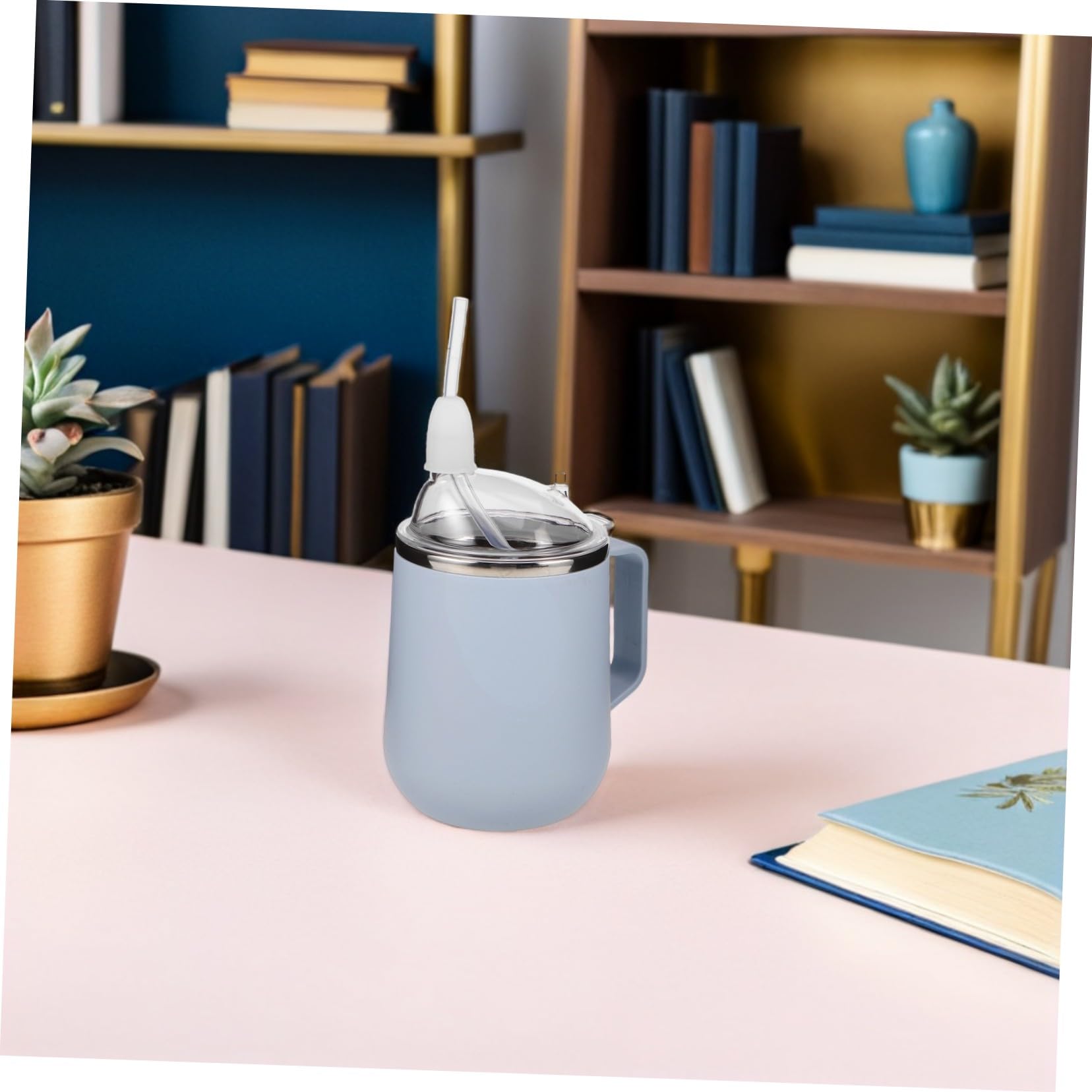 Auslaufsicherer Edelstahl Pflege-trinkbecher mit Stabilem Griff und Strohhalm Anti-verschlucken Sippy Cup für Senioren Betroffene und Pflegebedürftige für und Pflege Zuhause