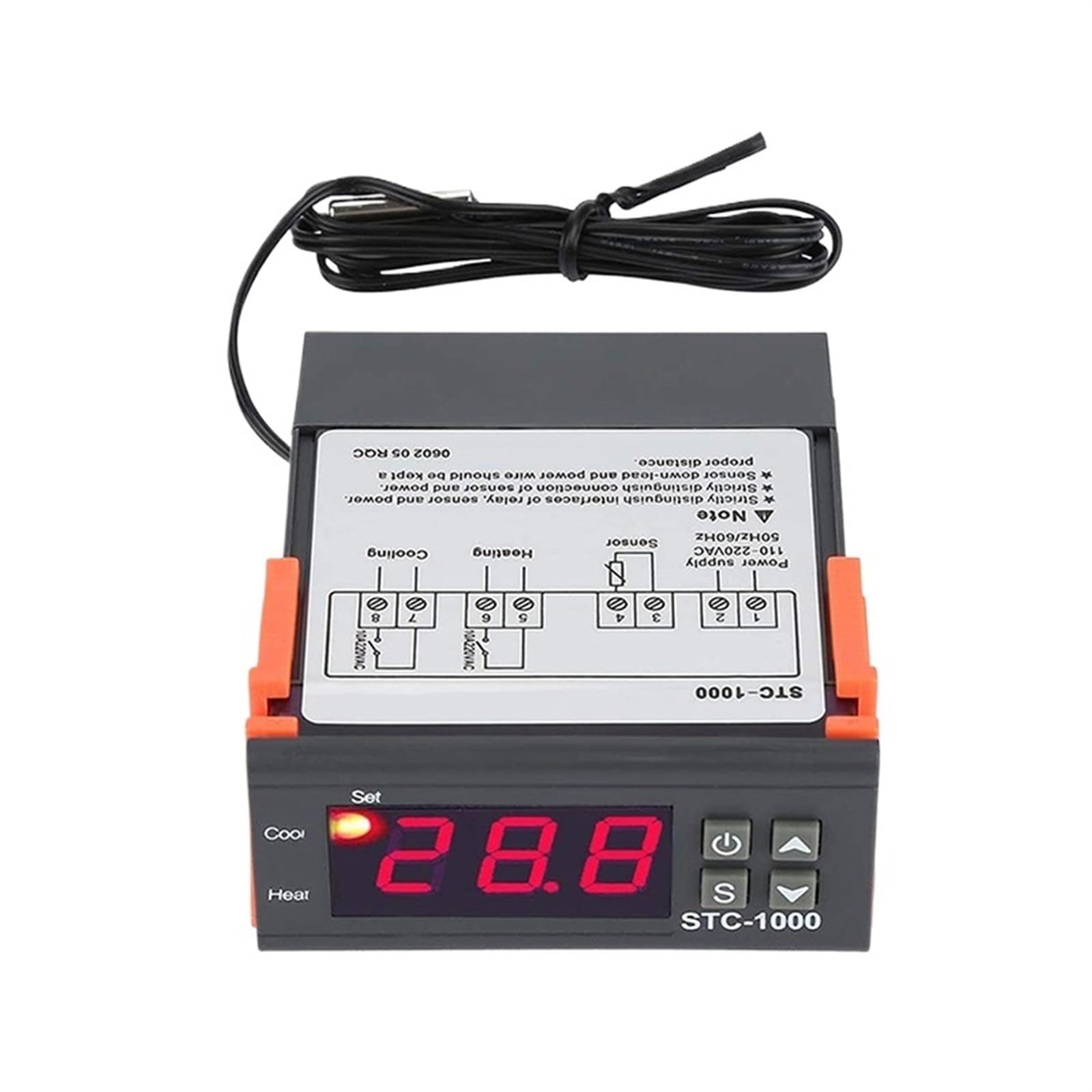 Termostato digital LED STC-1000 for incubadora, controlador de temperatura, termorregulador, relé de calefacción y refrigeración, 1 unidad, CC de 12 V, 24 V, CA de 110 a 220 V(DC24V)