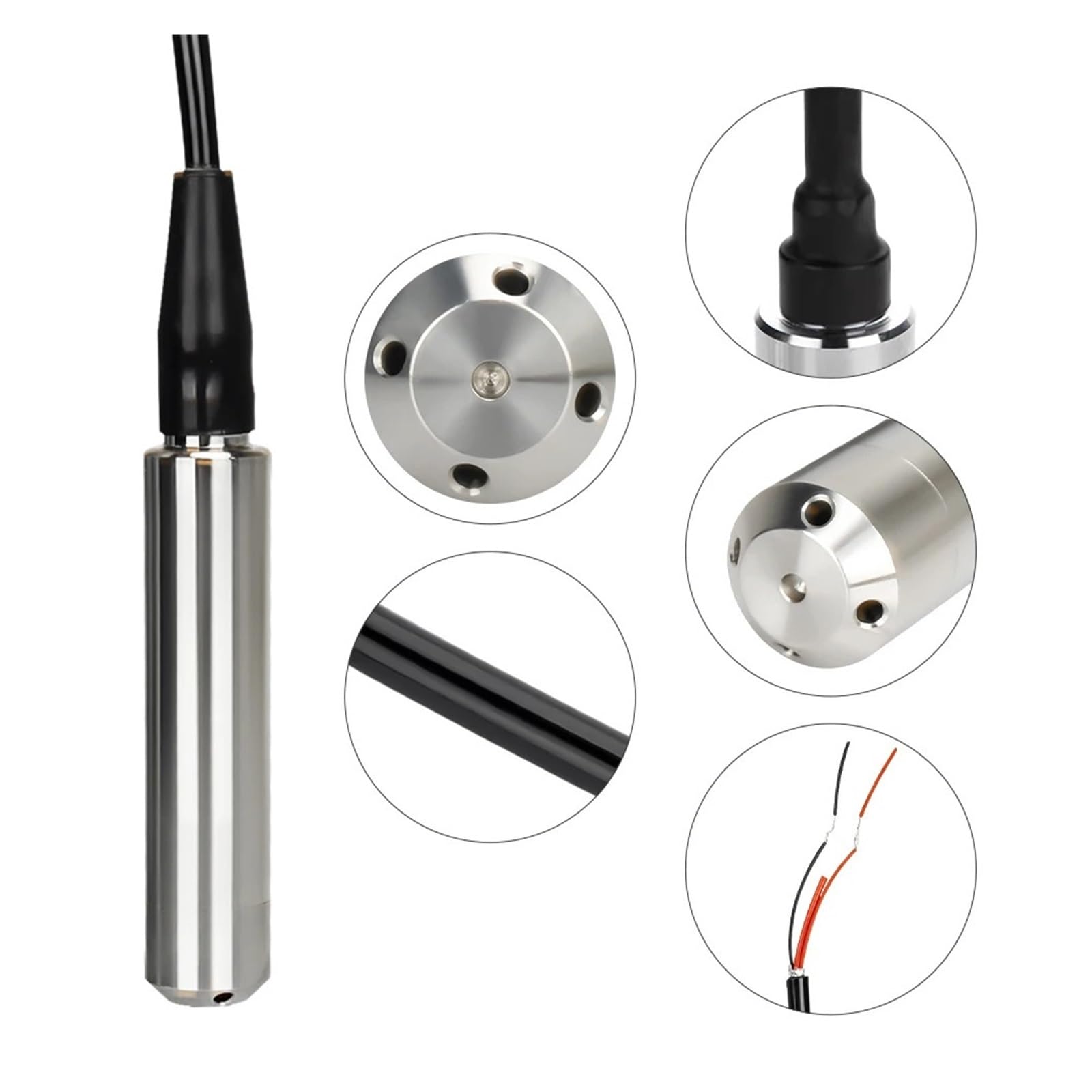 Czujnik Poziomu Cieczy Przetwornik Wody Sonda Detektor Kontroler Wyłącznik Pływakowy Precyzyjna Stabilność(2m Range 5m Cable,4-20mA Output)